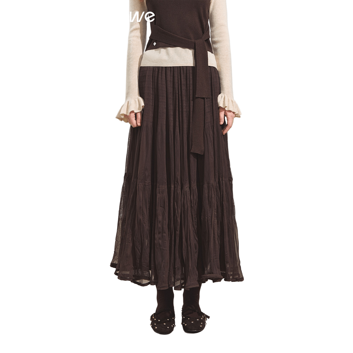 SOMESOWE Soft Mist Multi - layer Fairy Tulle Skirt In Dark Brown | MADAX