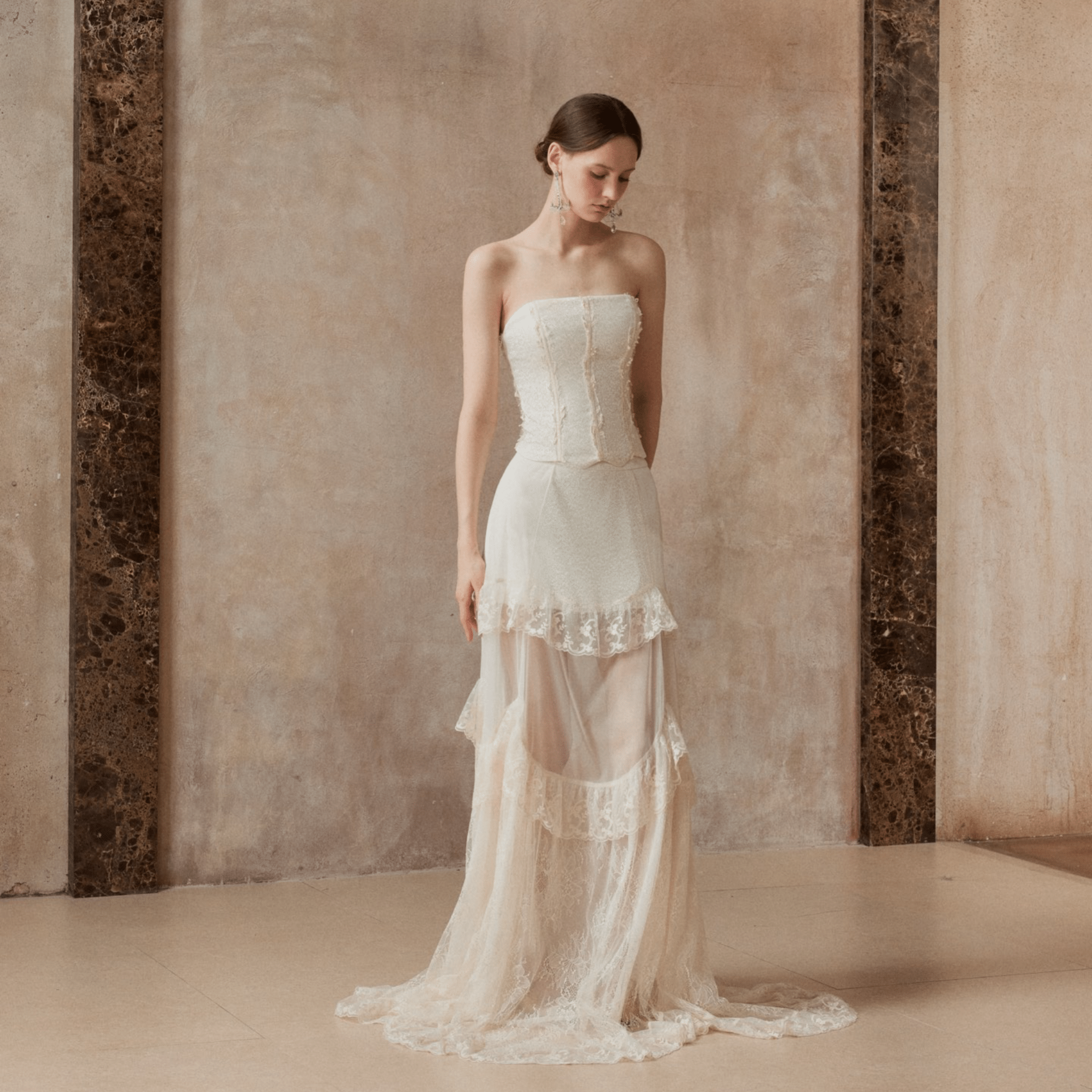 Fa sogno Soft Strings and Shadows Skirt in Off - White | MADAX