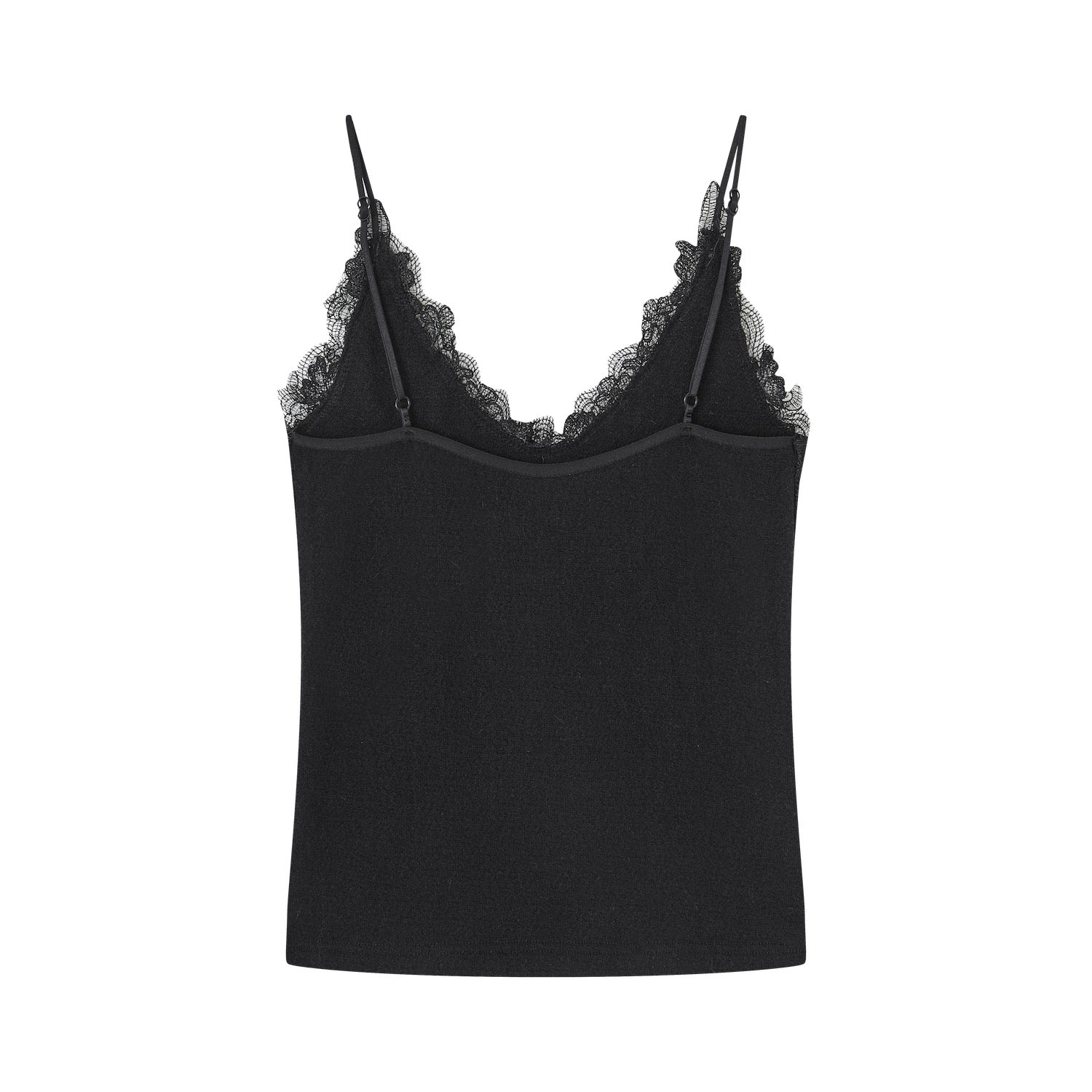 SOMESOWE Soft Velvet Textured Lace Camisole in Black | MADAX