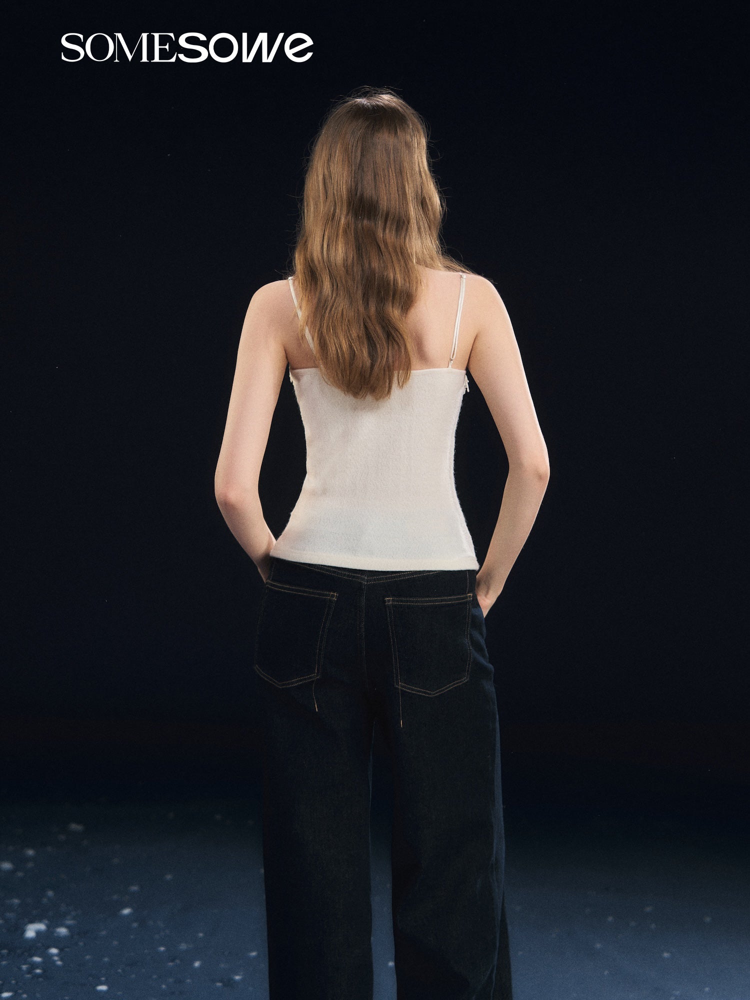 SOMESOWE Soft Velvet Textured Lace Camisole in White | MADAX