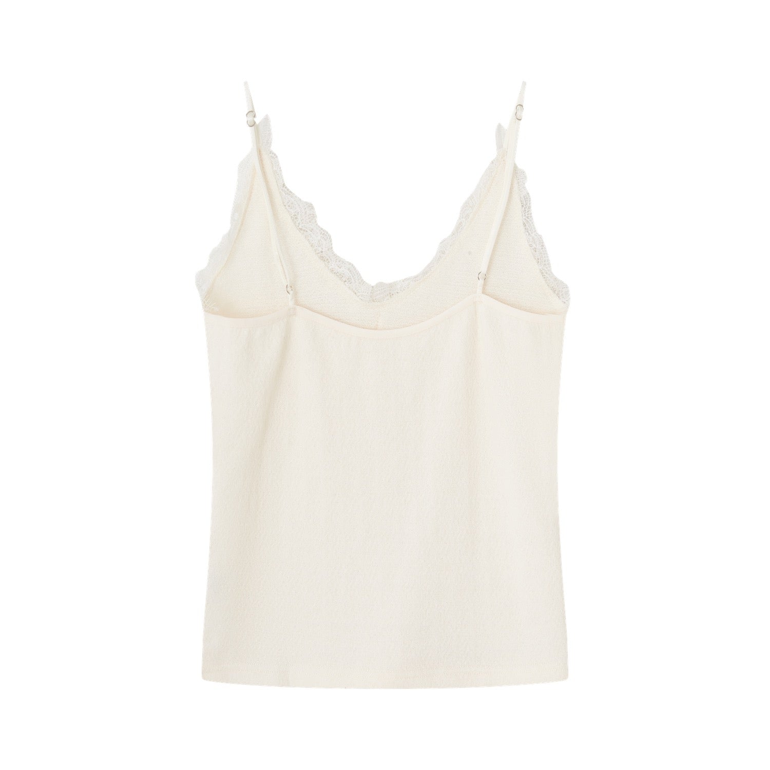 SOMESOWE Soft Velvet Textured Lace Camisole in White | MADAX