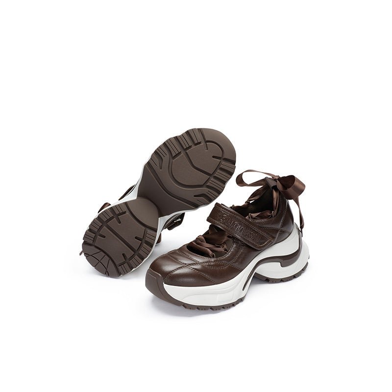 Sugar Su Sports Barre Mary Jane Shoes Brown | MADAX