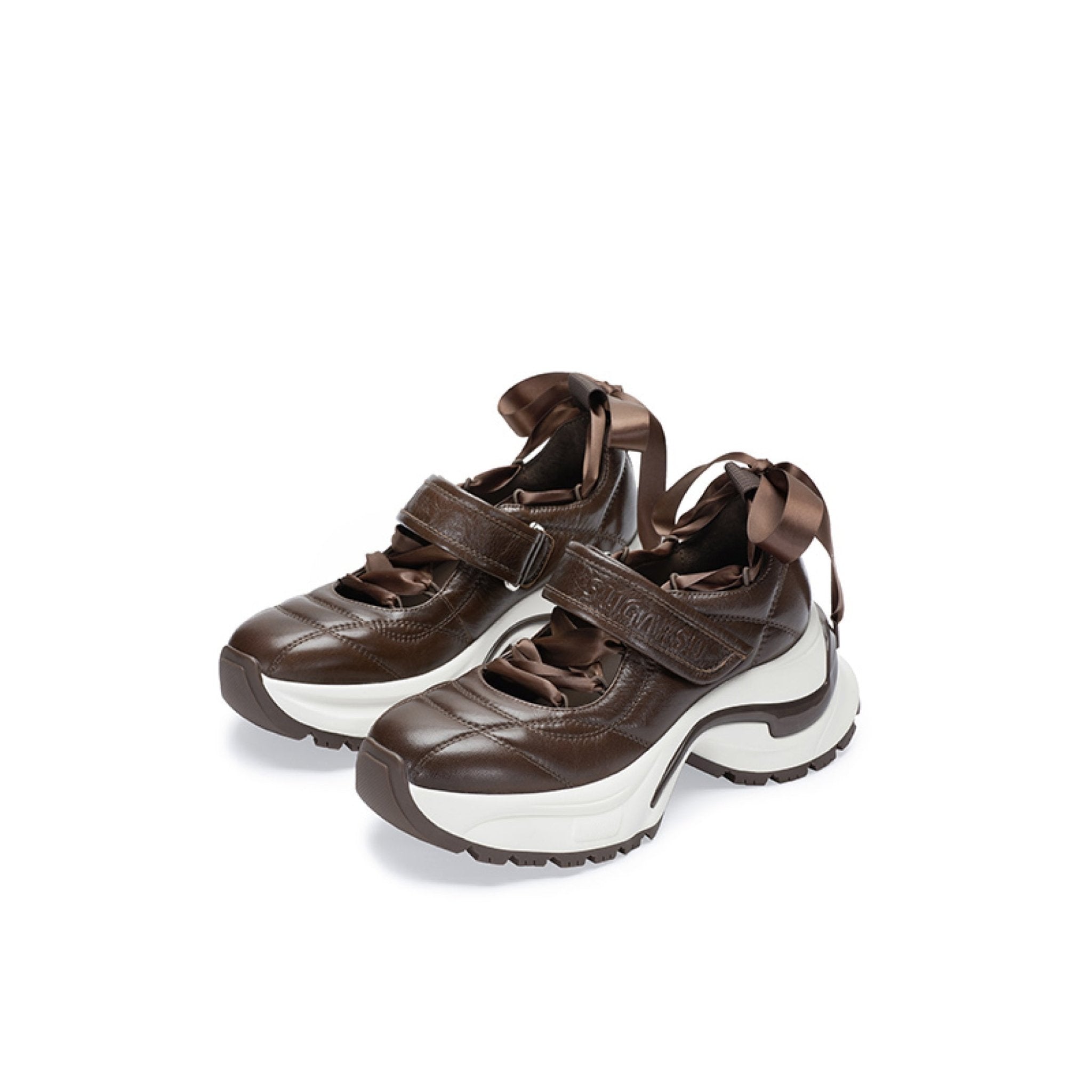 Sugar Su Sports Barre Mary Jane Shoes Brown | MADAX