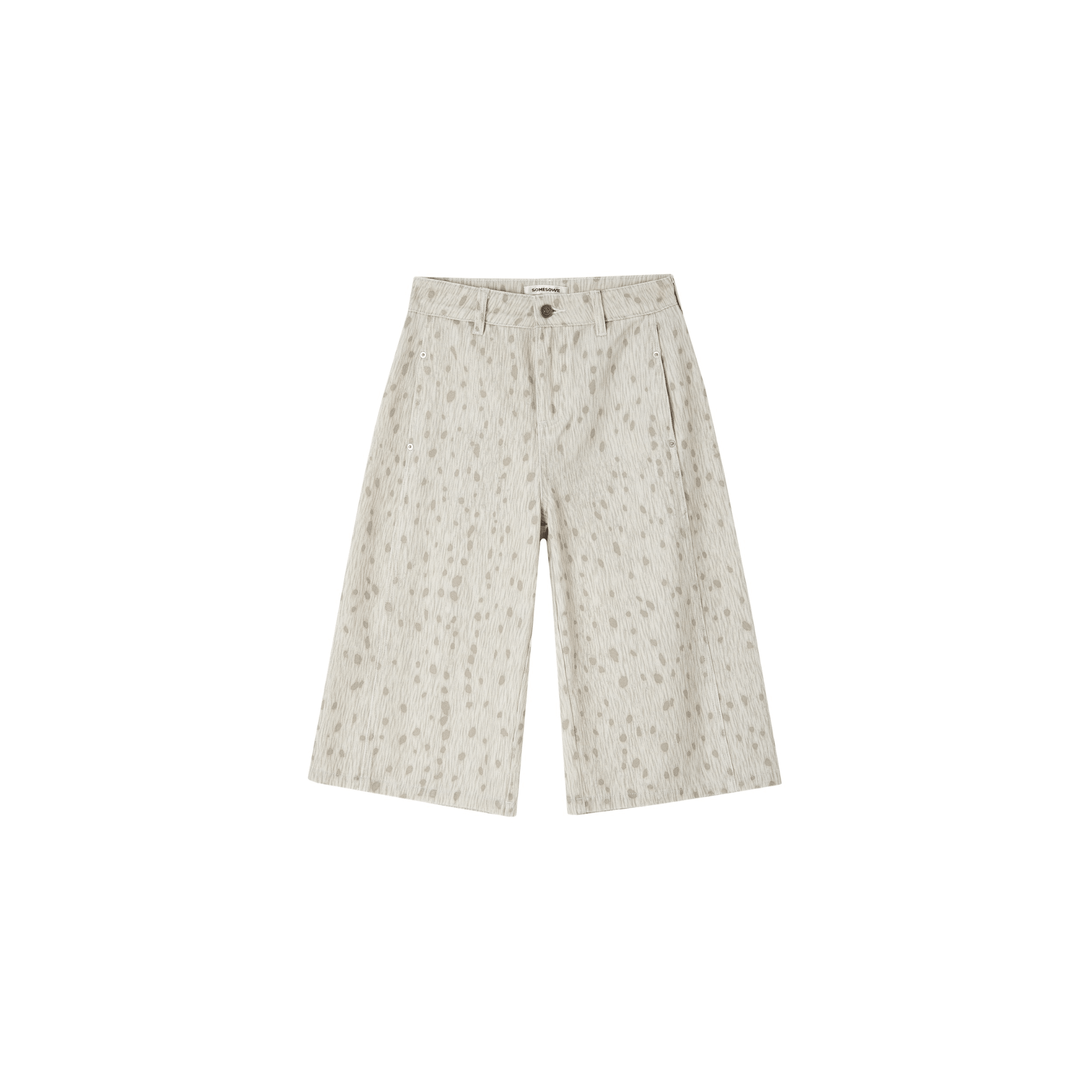 SOMESOWE Spotted Deer Denim Shorts in Off - white | MADAX