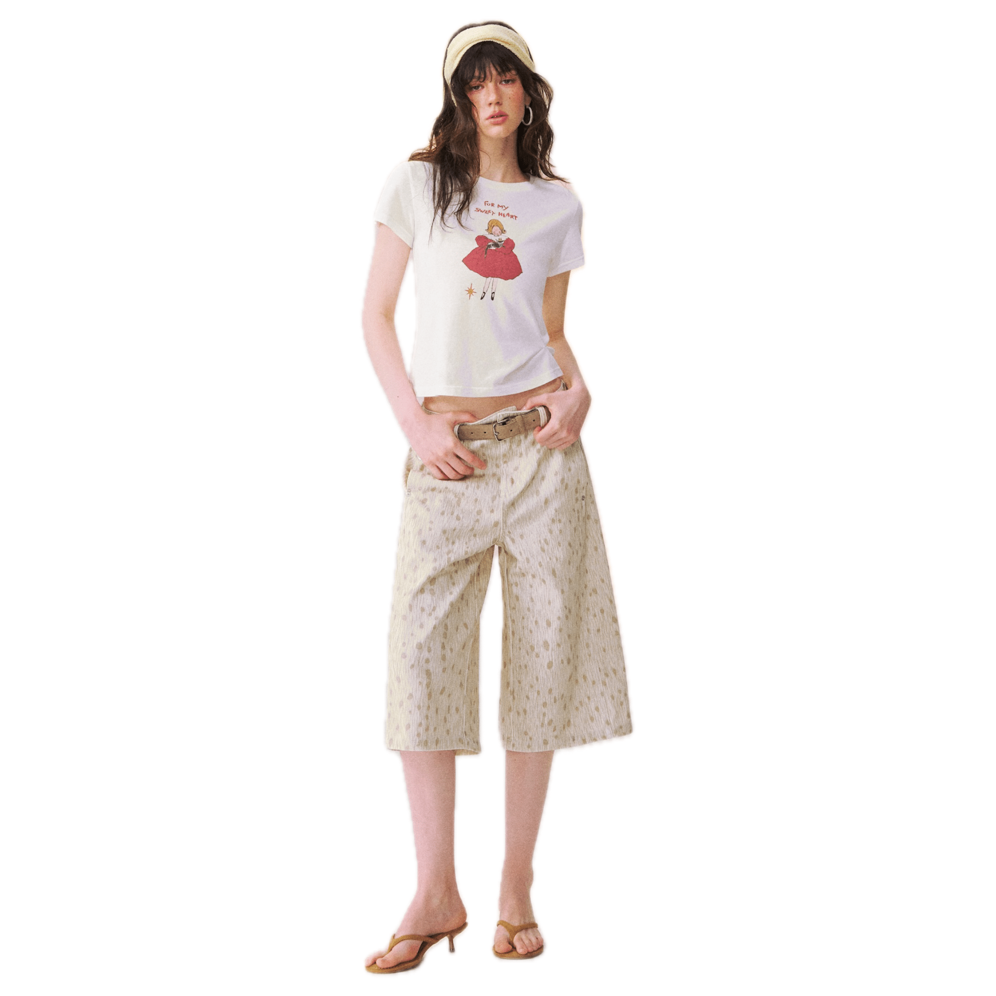 SOMESOWE Spotted Deer Denim Shorts in Off - white | MADAX