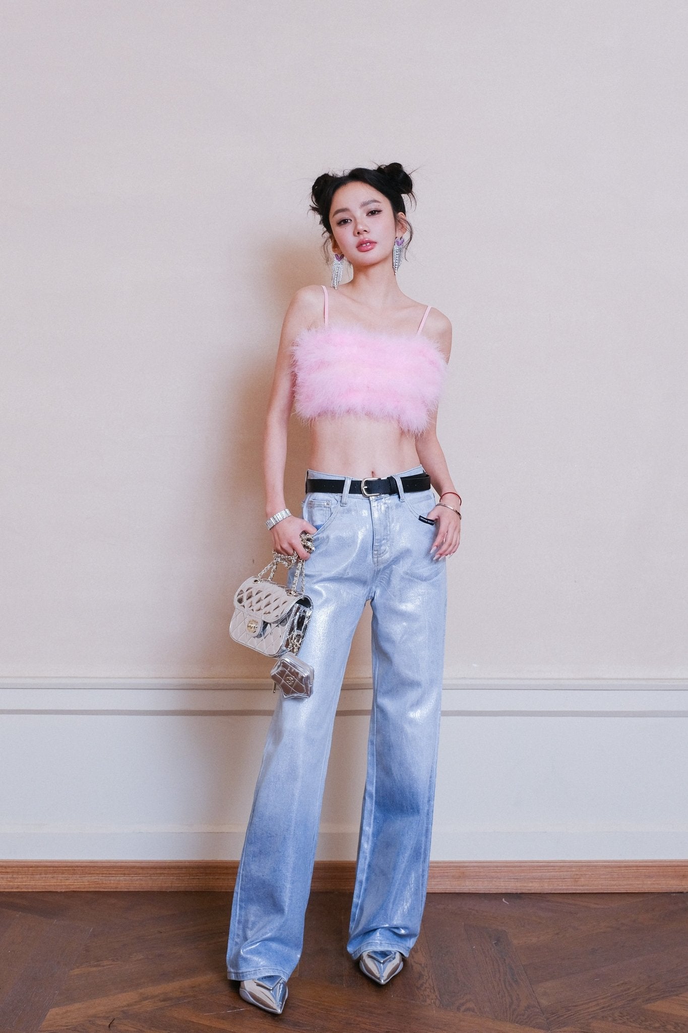 AIMME SPARROW "Spring Equinox" Fur Camisole In Pink | MADAX