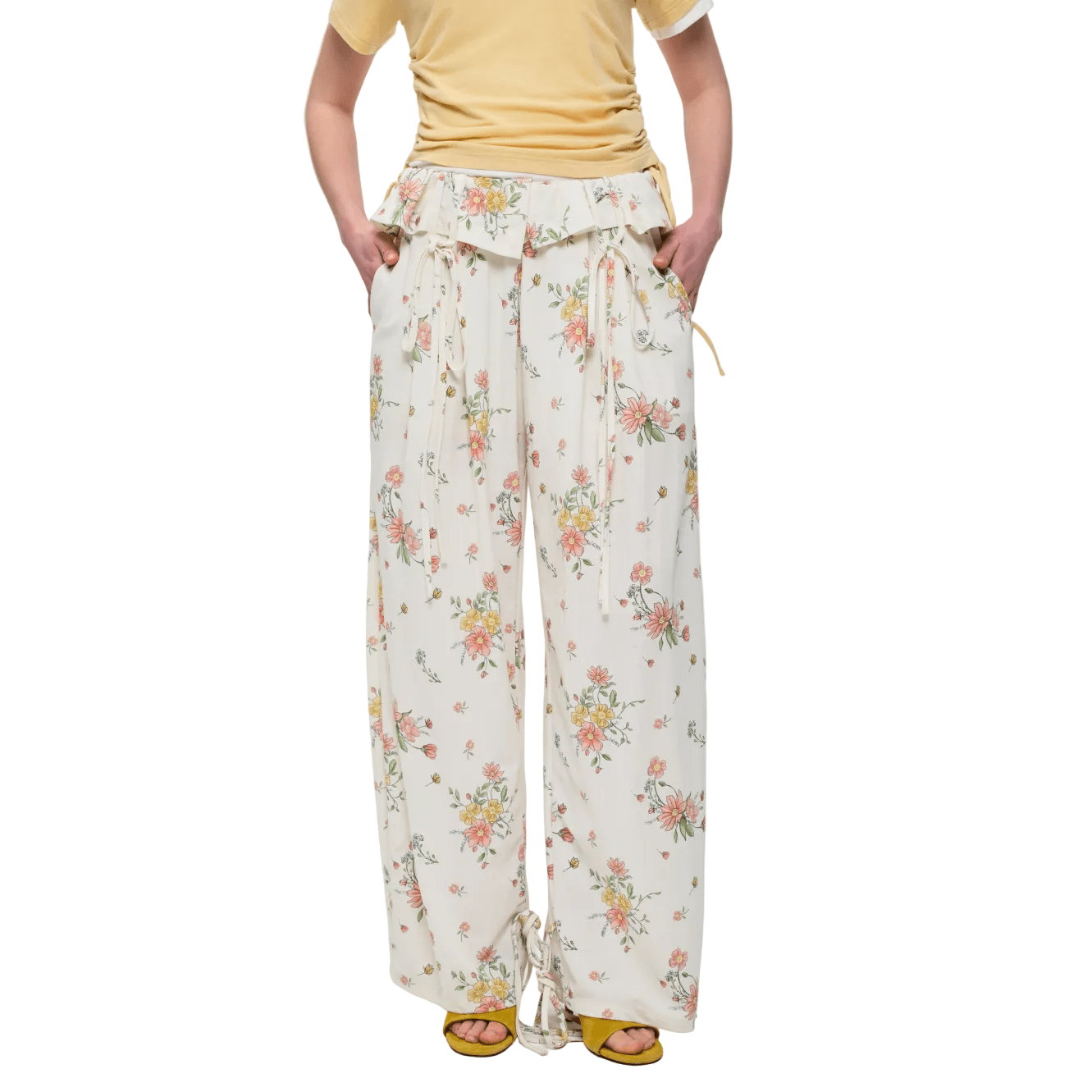 Alexia Sandra Spring Floral Ruffled Wide - Leg Pants In Multicolor | MADAX