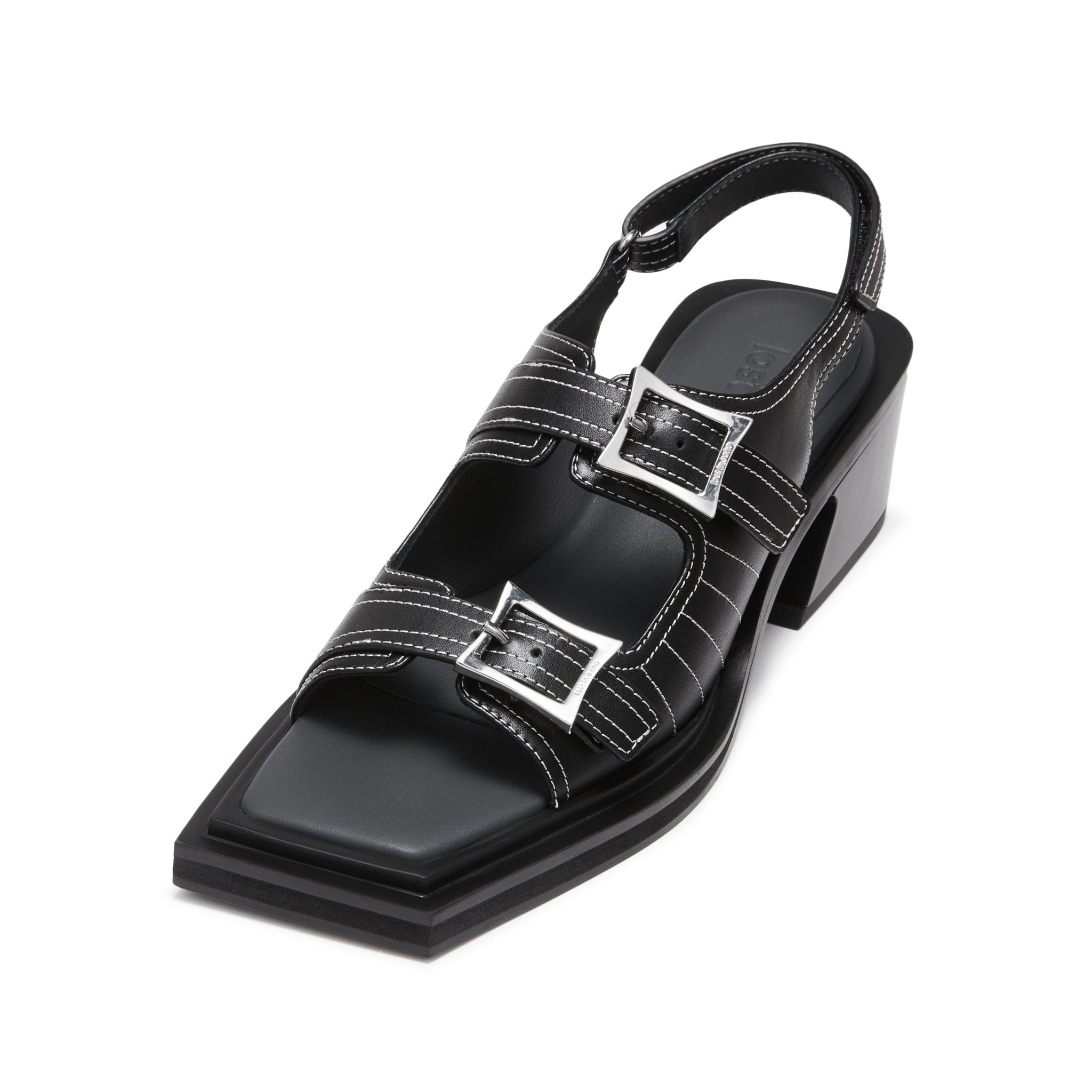 LOST IN ECHO Square Toe Heel Sandals in Black | MADA IN CHINA