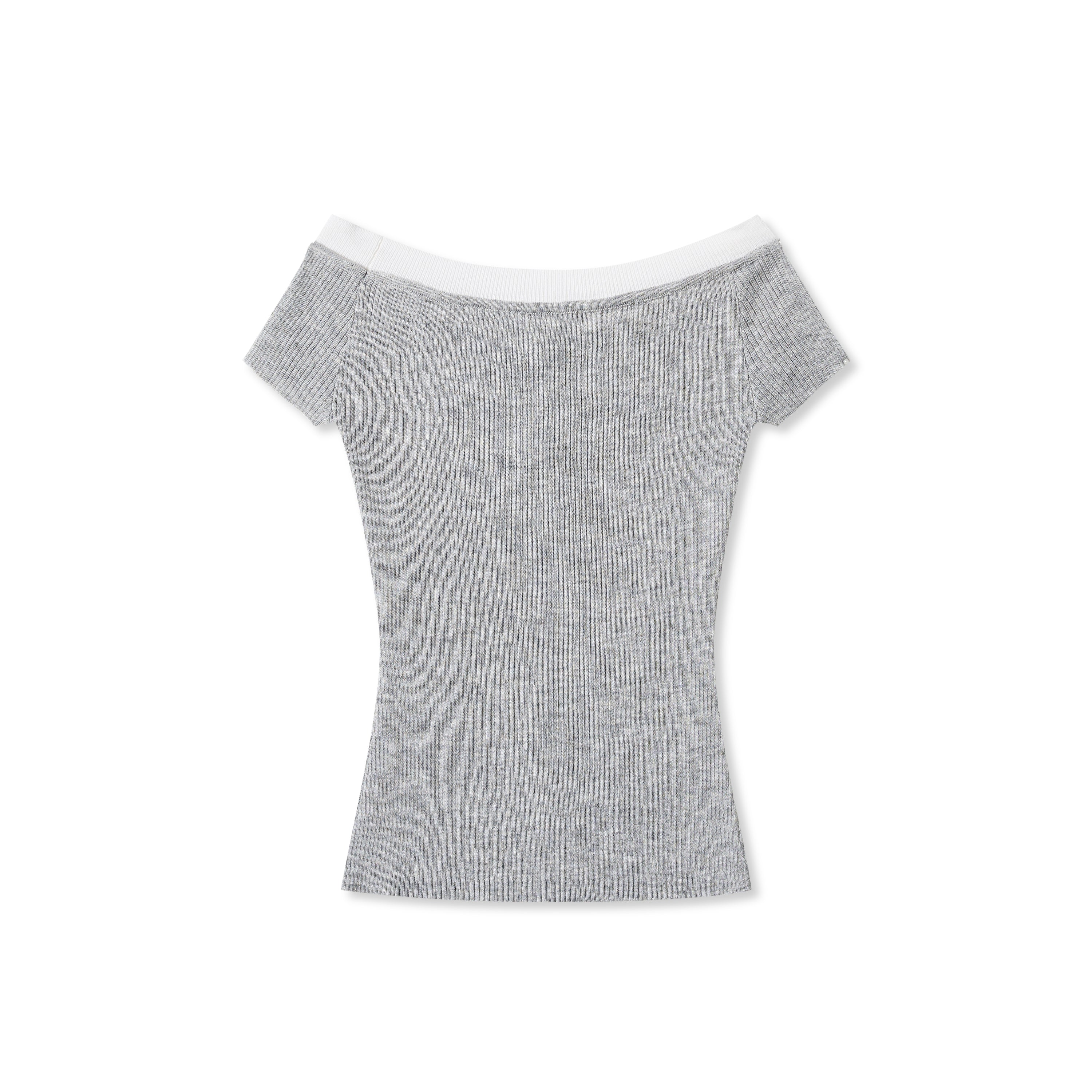 ヴェルサイユ オフショルダーTシャツ、グレー