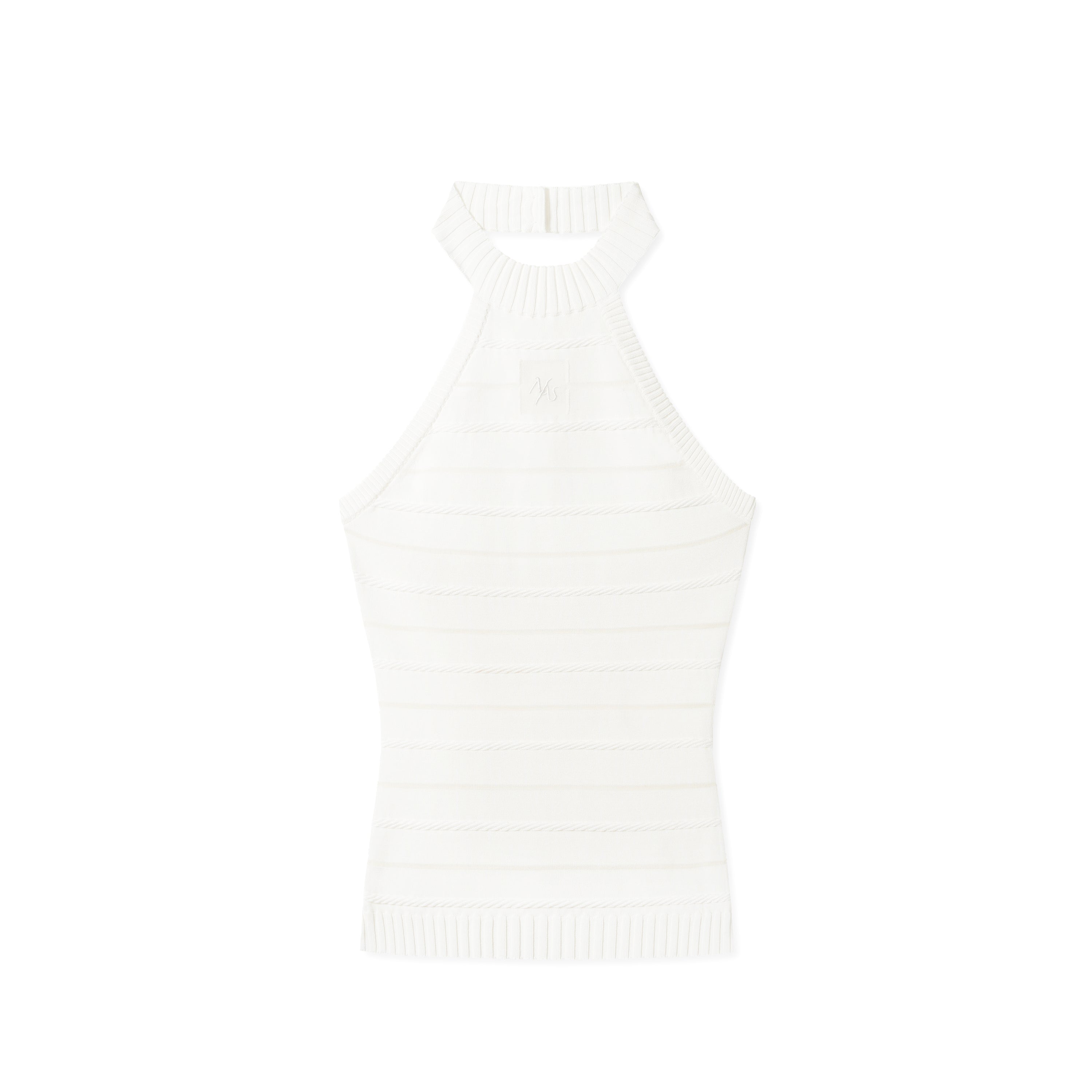 Stamp & Goblet Halter Top in White