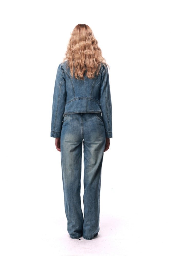 NECESSARY ANANKE Stand Collar Denim Jacket | MADA IN CHINA