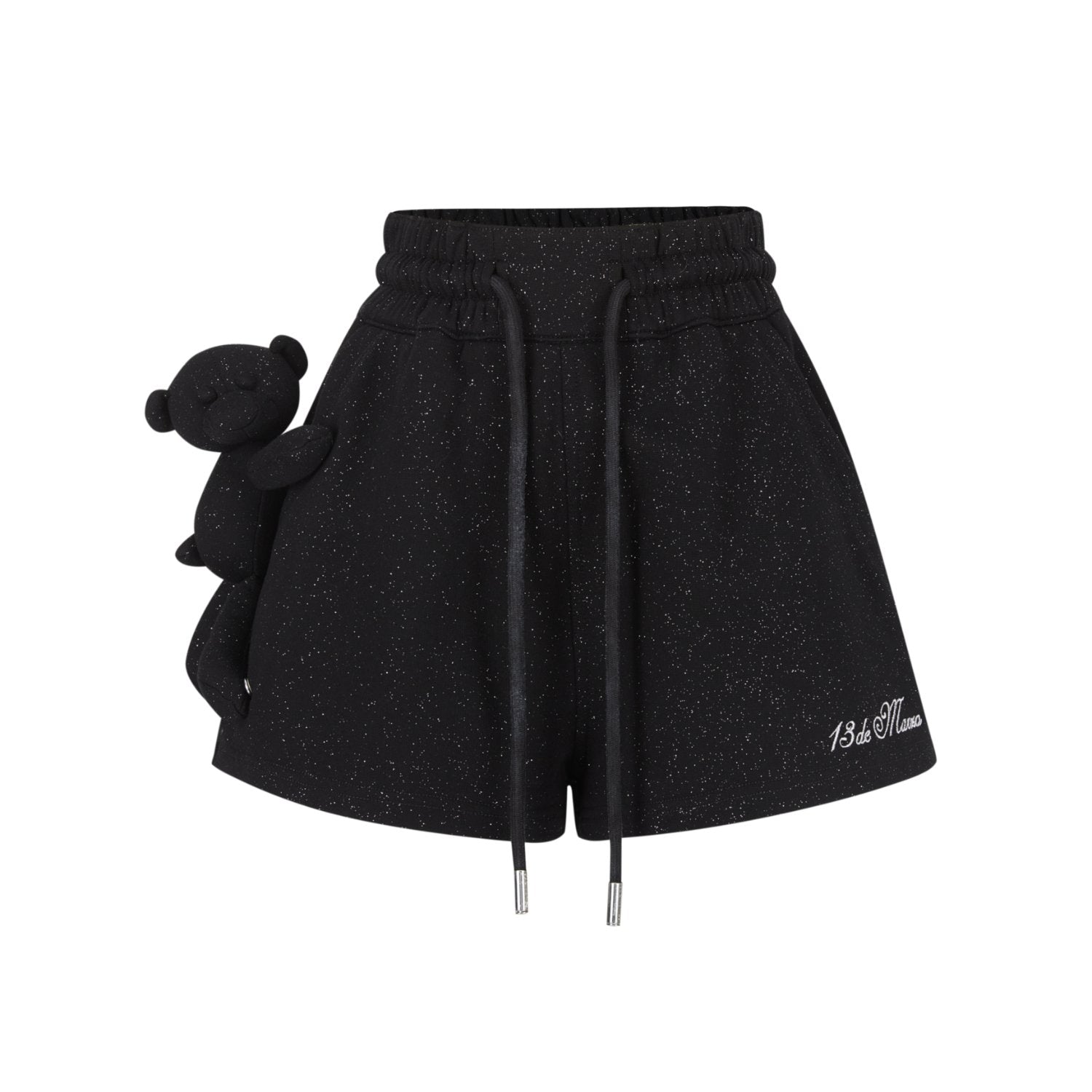 13DE MARZO Star Sand Shorts In Black | MADAX