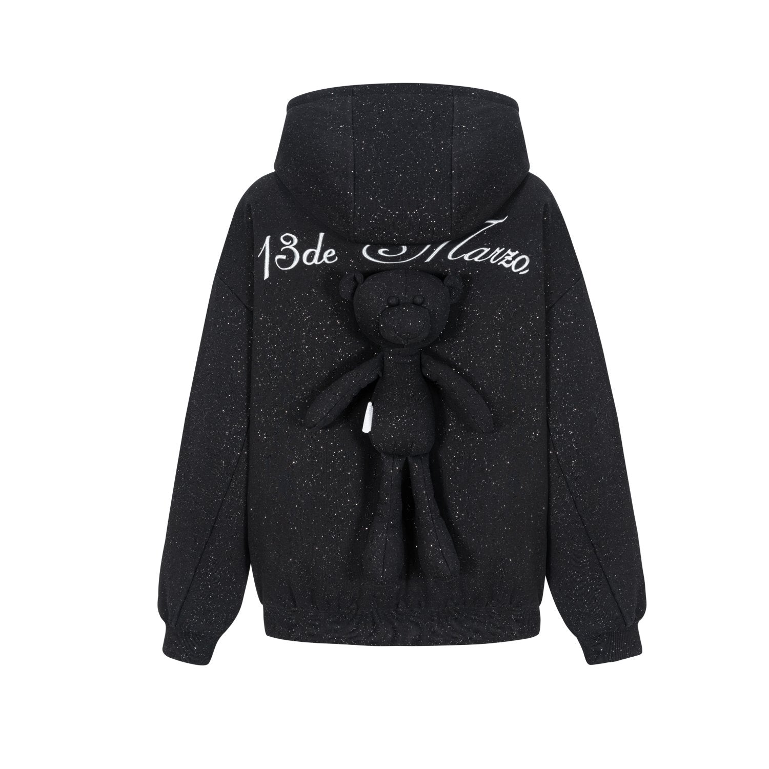 13DE MARZO Star Sand Zip Hoodie In Black | MADAX