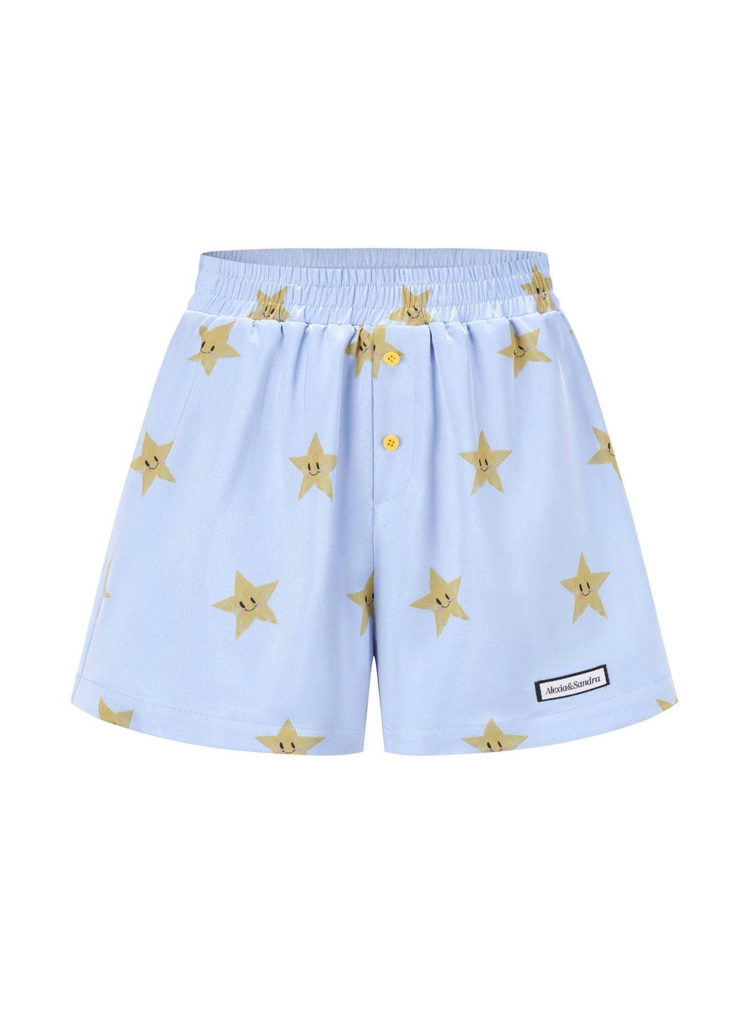 Alexia Sandra Star Silk Summer Shorts in Blue | MADA IN CHINA