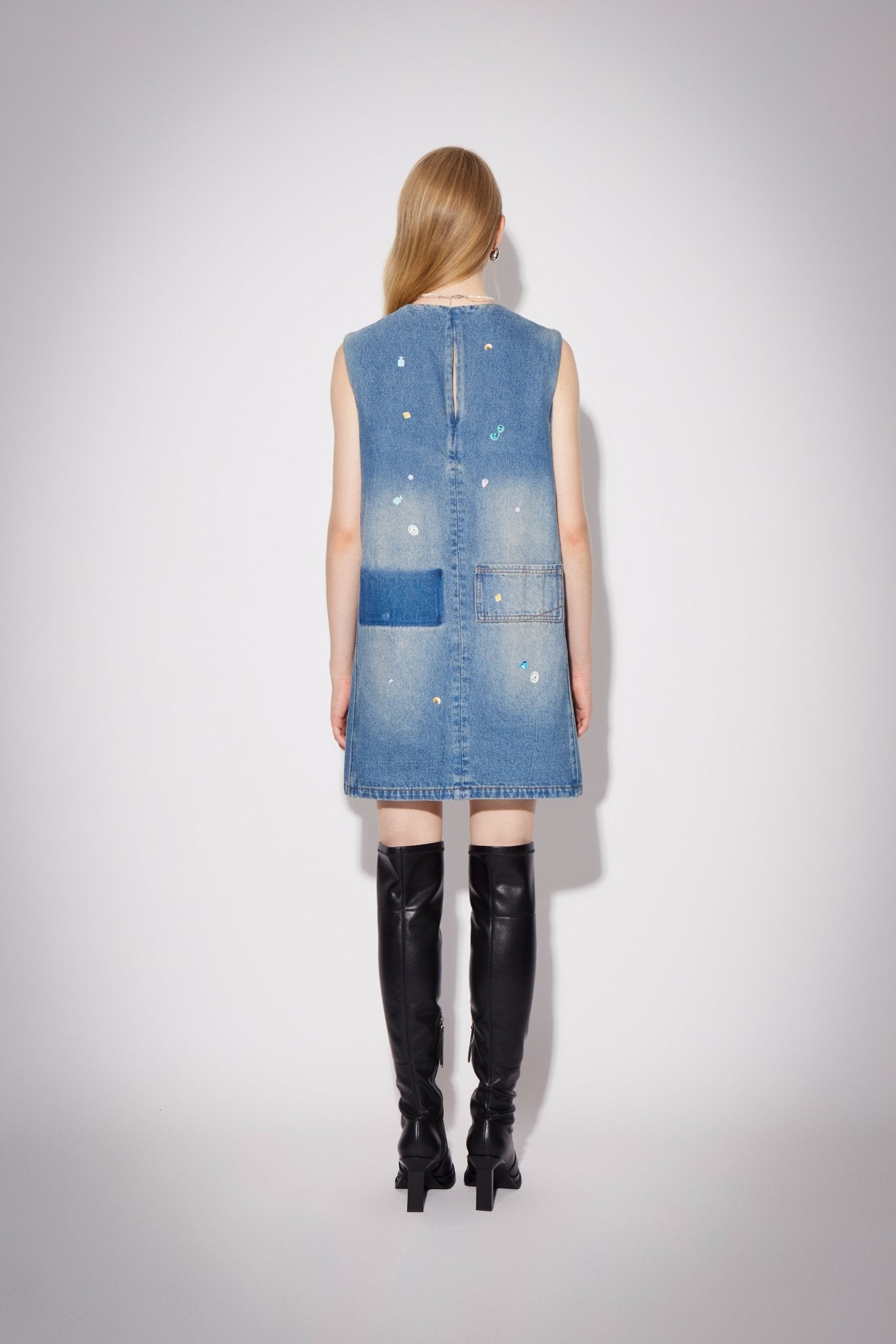 CPLUS SERIES Sticker Denim Faded Dress | MADA IN CHINA