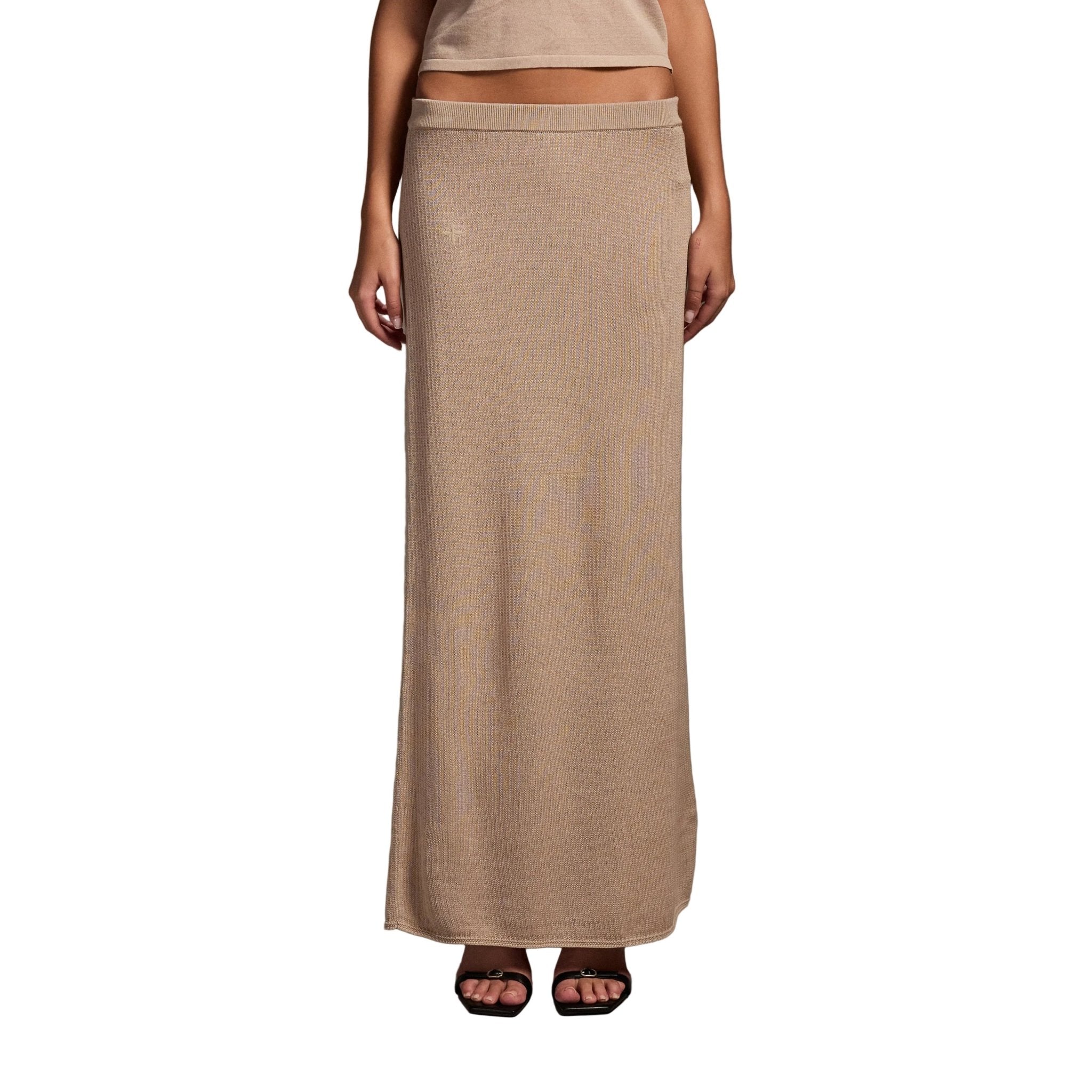 SMFK Straight-Cut Knit Maxi Skirt in Skin Tone | MADAX