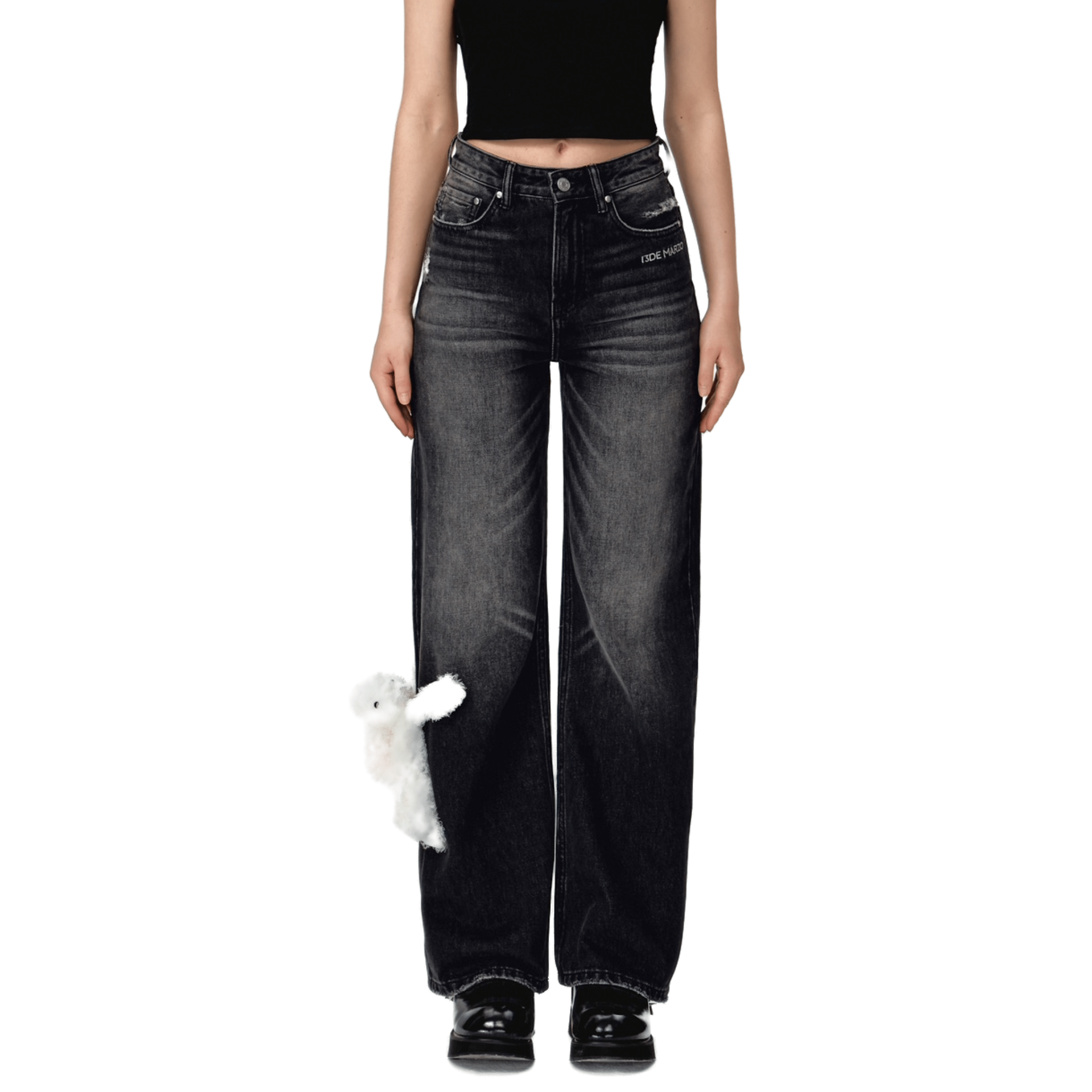 13DE MARZO Straight - leg Jeans in Black | MADAX