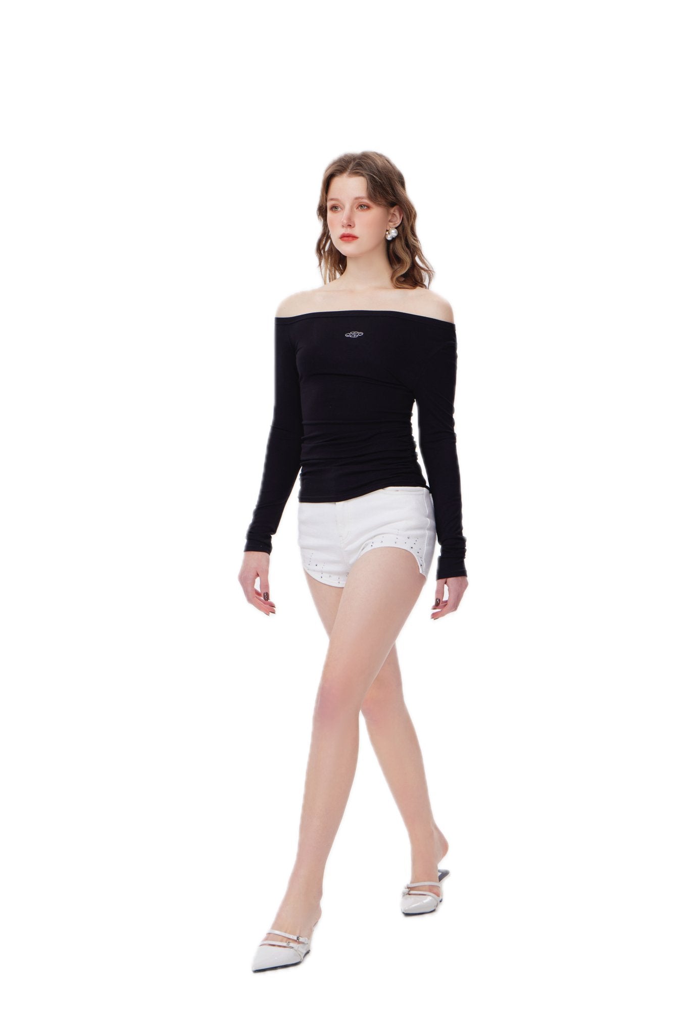 THREE QUARTERS Strapless Slim Long Sleeve T - Shirt | MADA IN CHINA