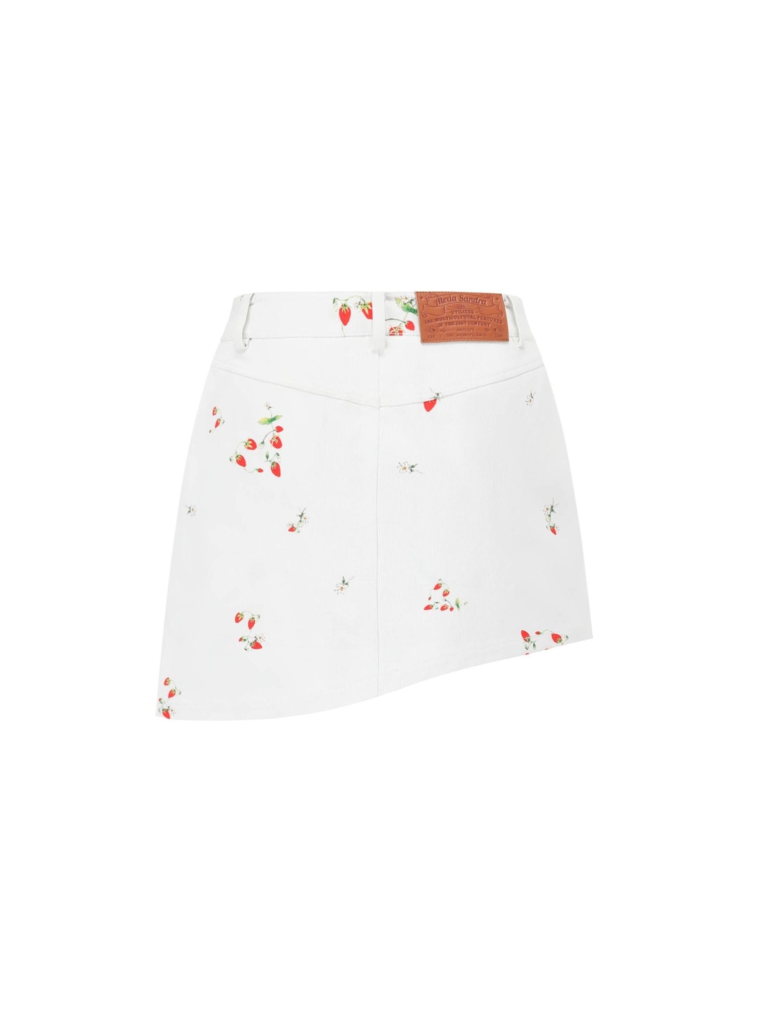 Alexia Sandra Strawberry Club Denim Skirt in White | MADA IN CHINA