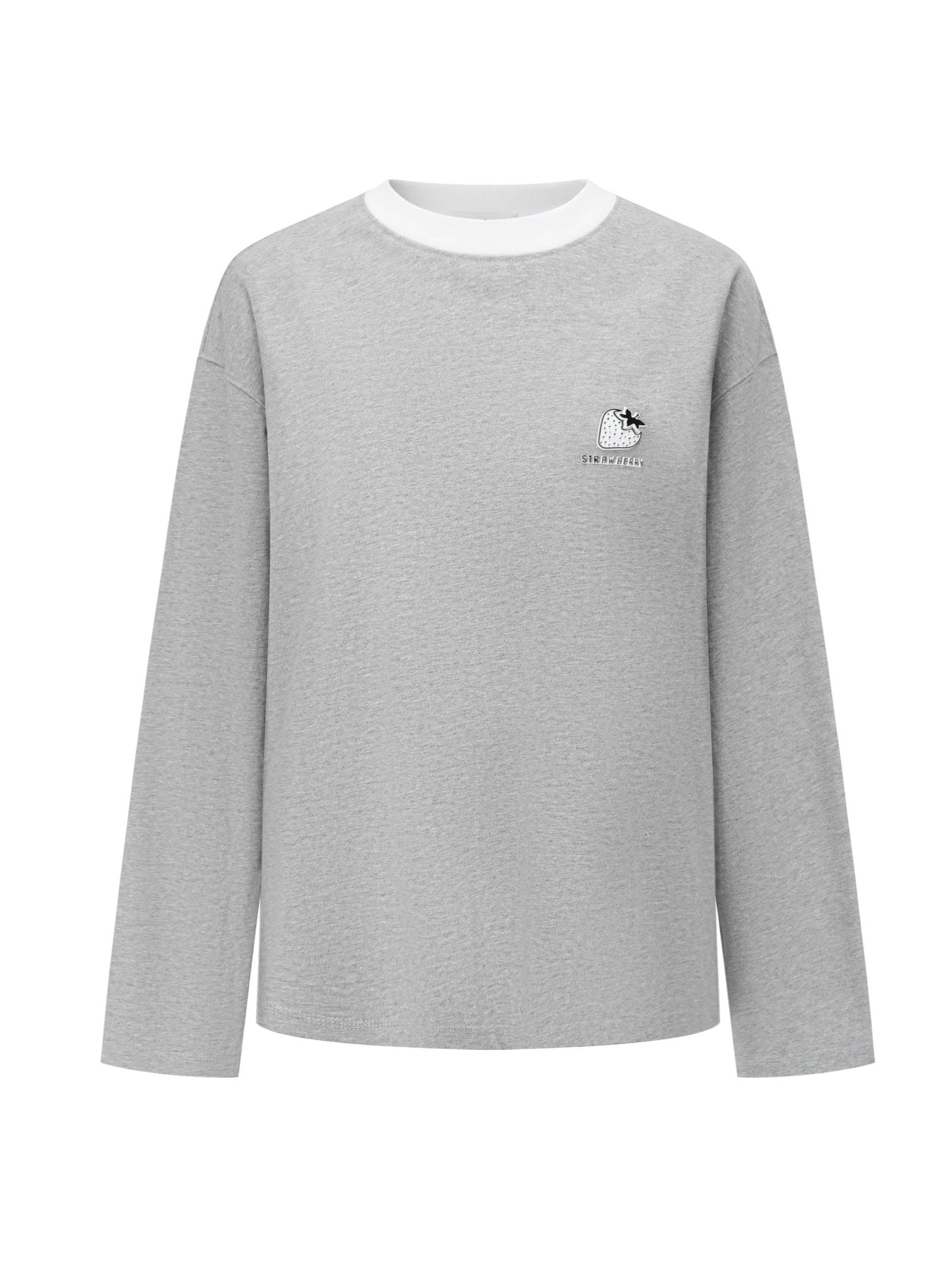 Alexia Sandra Strawberry Pin Long - Sleeve T - Shirt in Grey | MADA IN CHINA