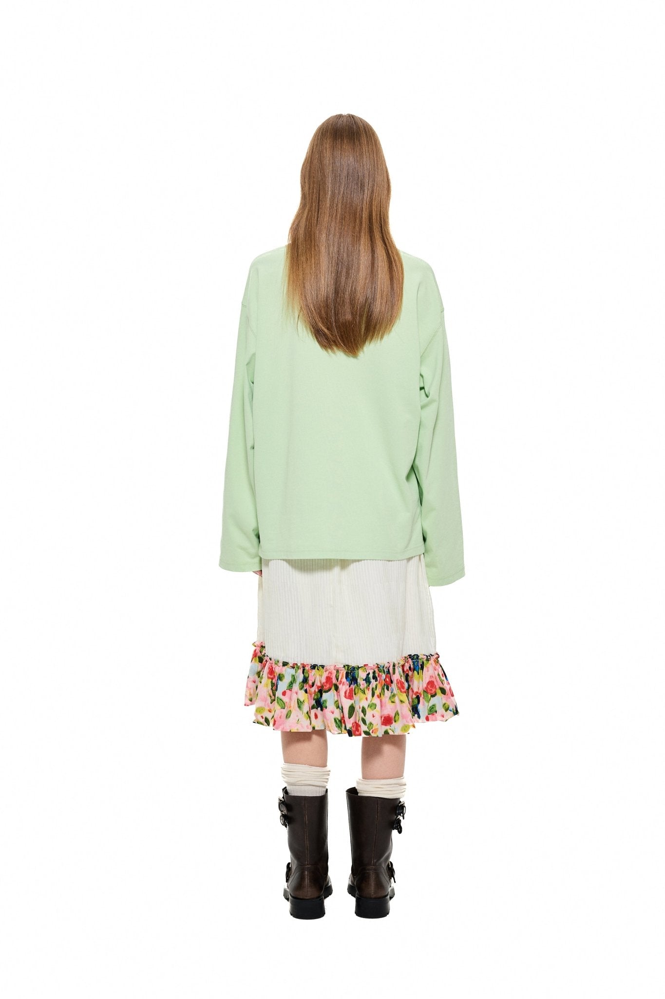 ALEXIA SANDRA Strawberry Print Long - sleeved T - shirt in Green | MADA IN CHINA