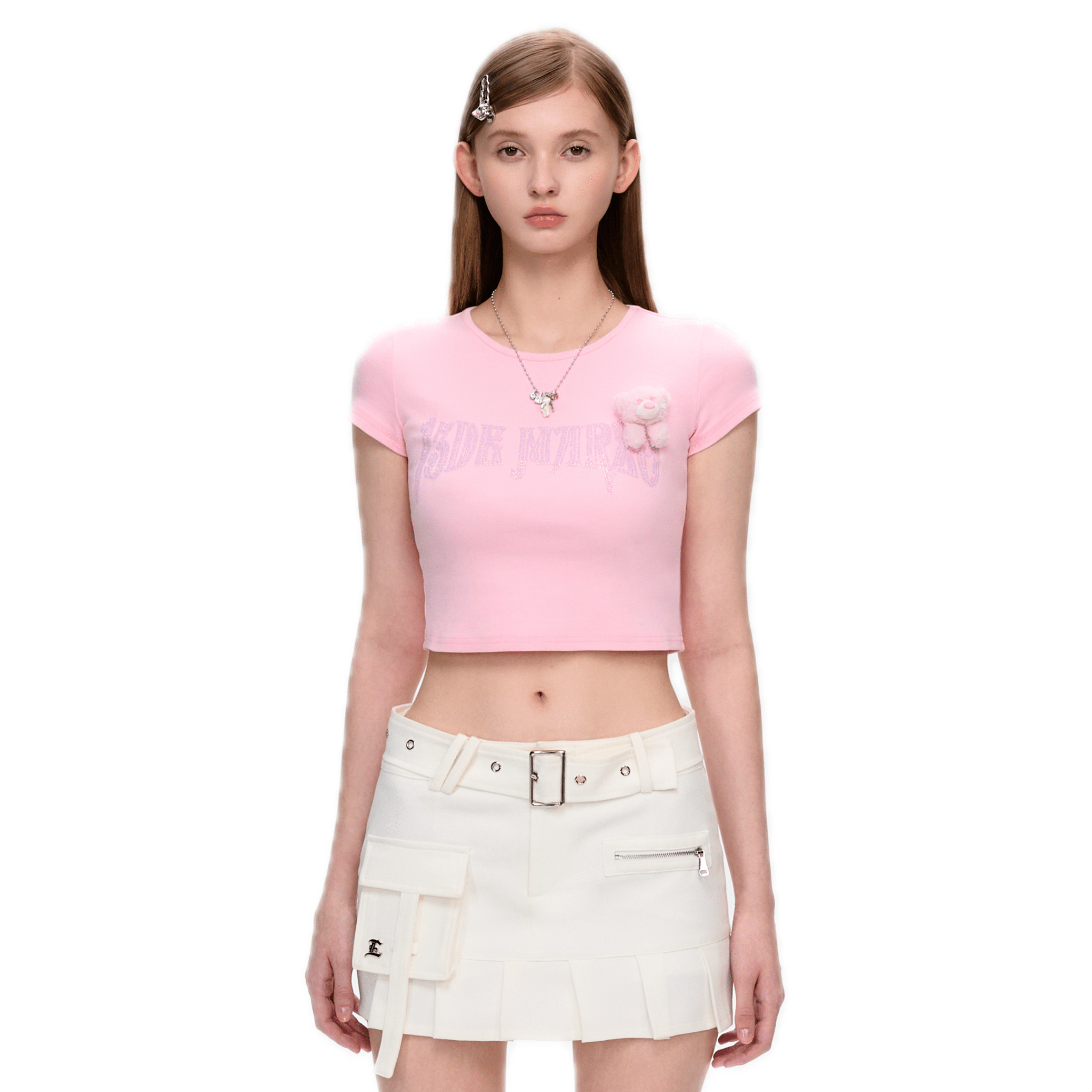 13DE MARZO Street Impression Series Hot Diamond Slim Short Sleeve in Pink | MADAX