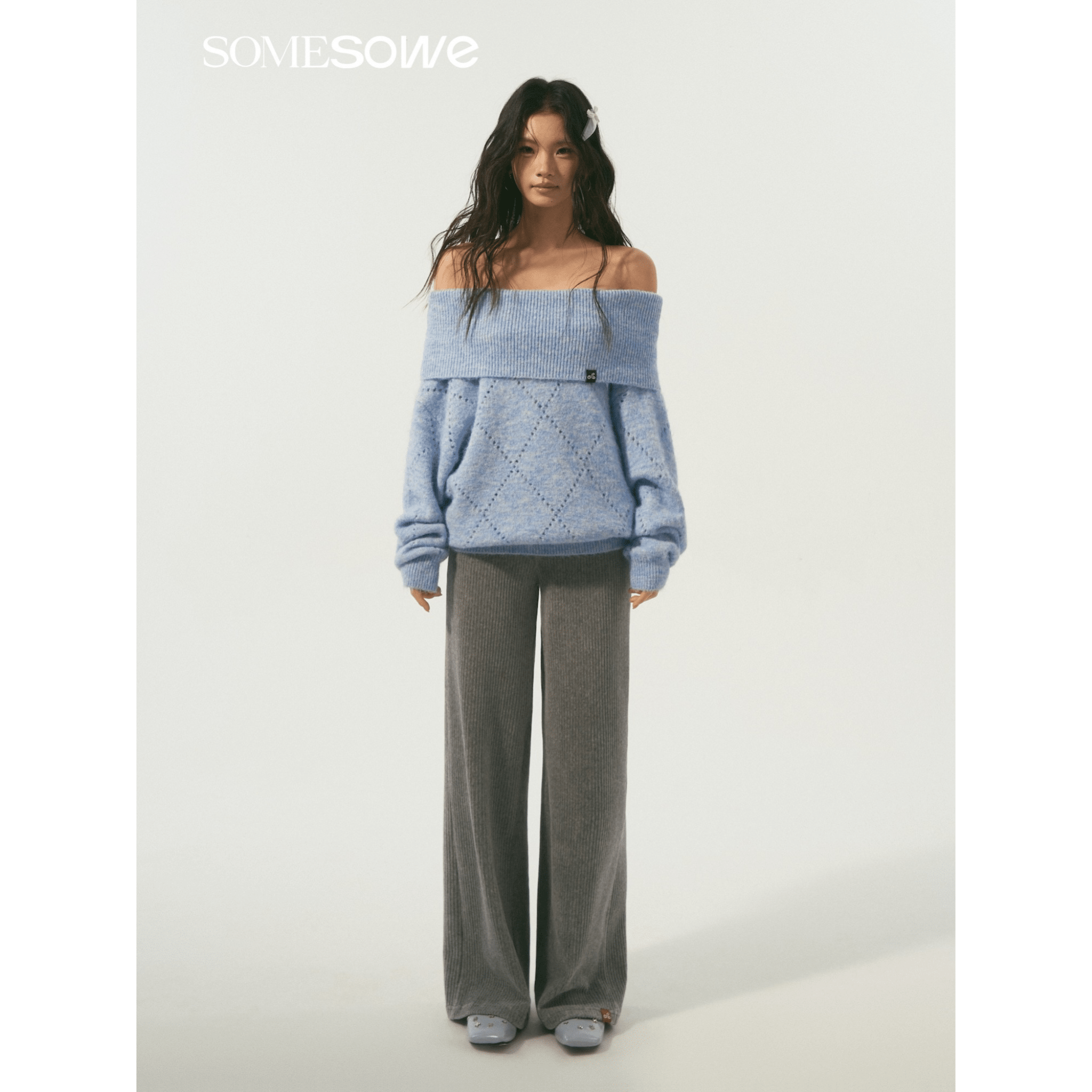 SOMESOWE Stretch Corduroy Straight Leg Casual Pants in Gray | MADAX