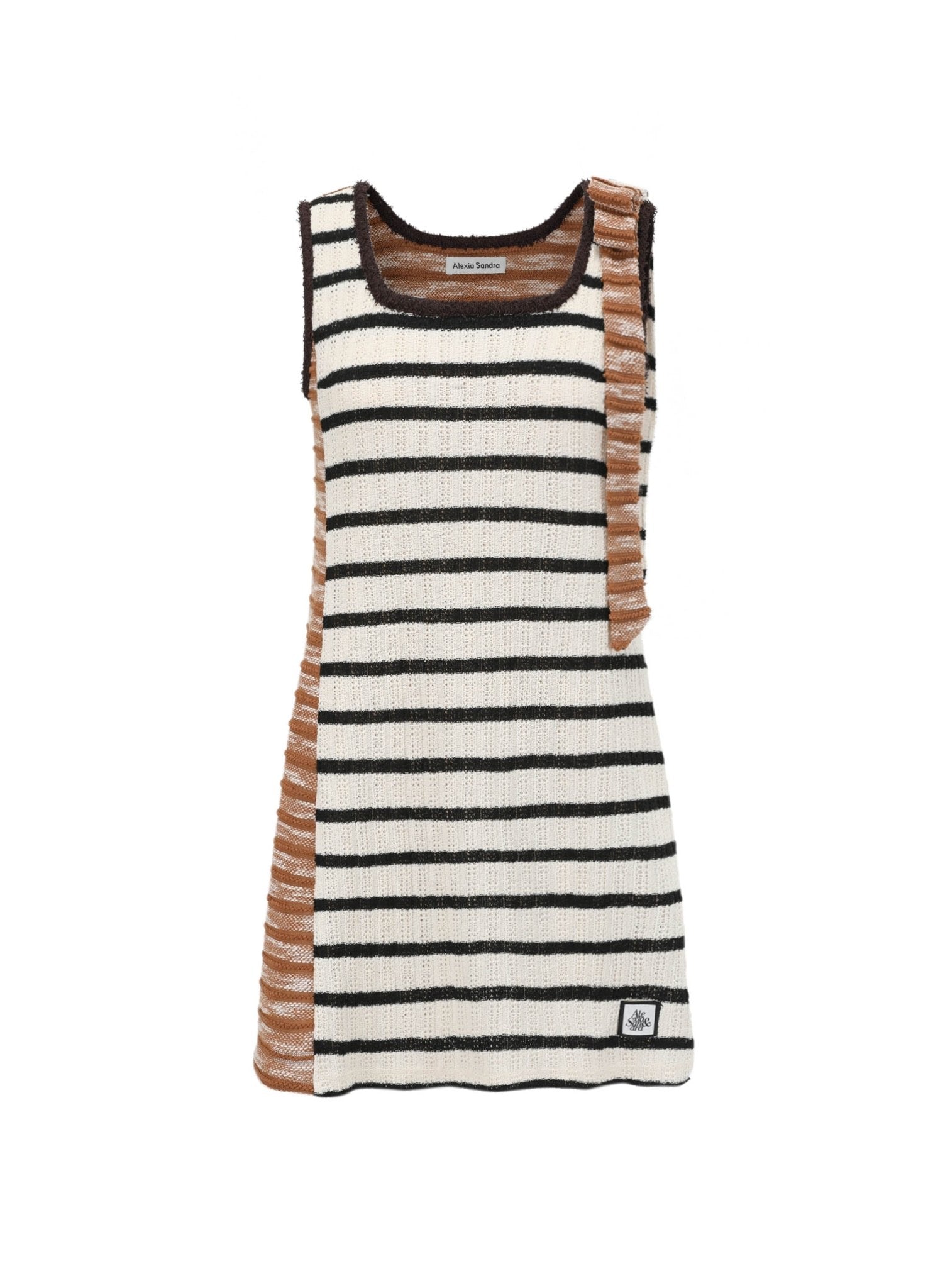 Alexia Sandra Stripe Asymmetrical Knitted Dress in Brown | MADA IN CHINA