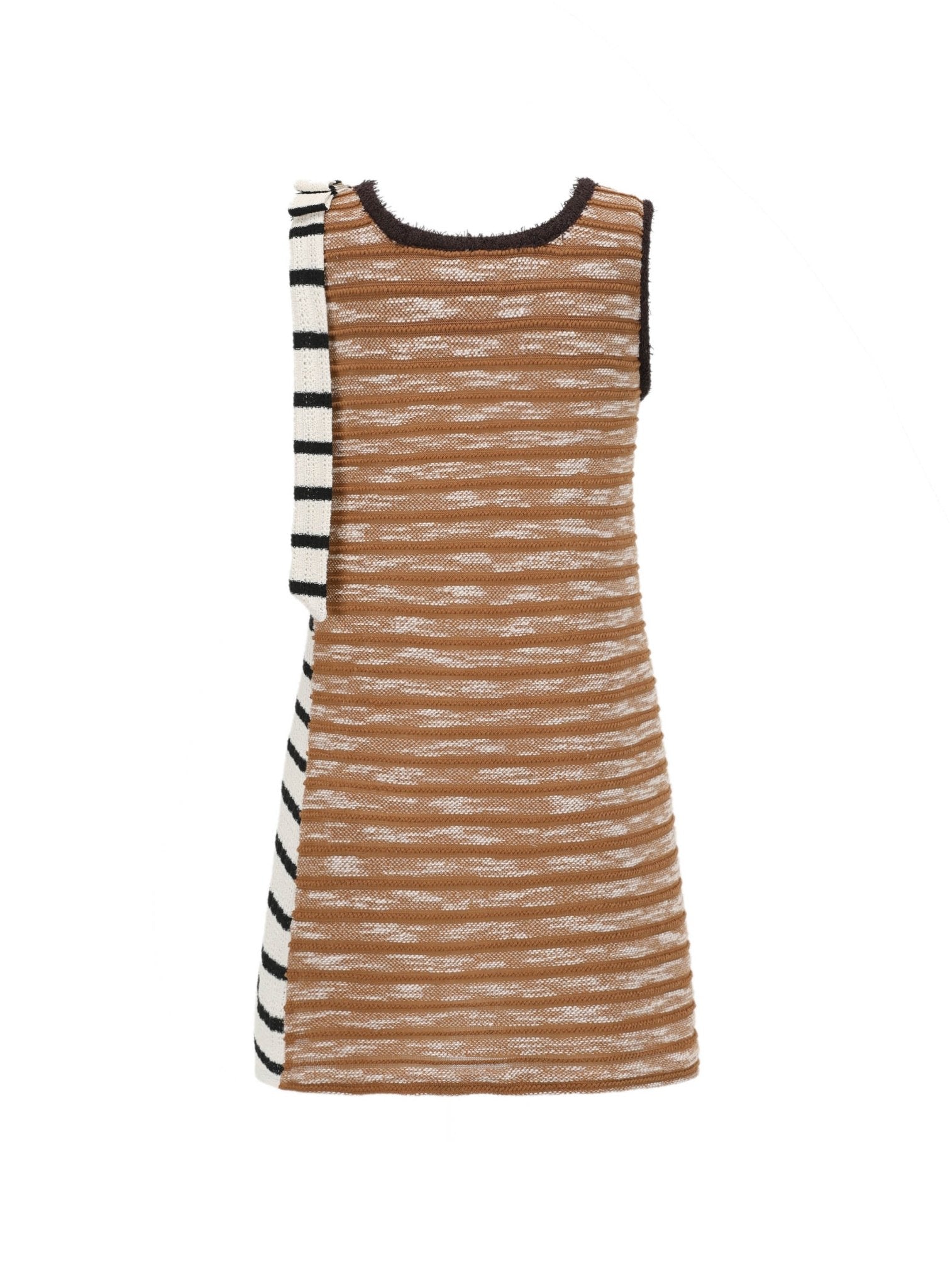 Alexia Sandra Stripe Asymmetrical Knitted Dress in Brown | MADA IN CHINA