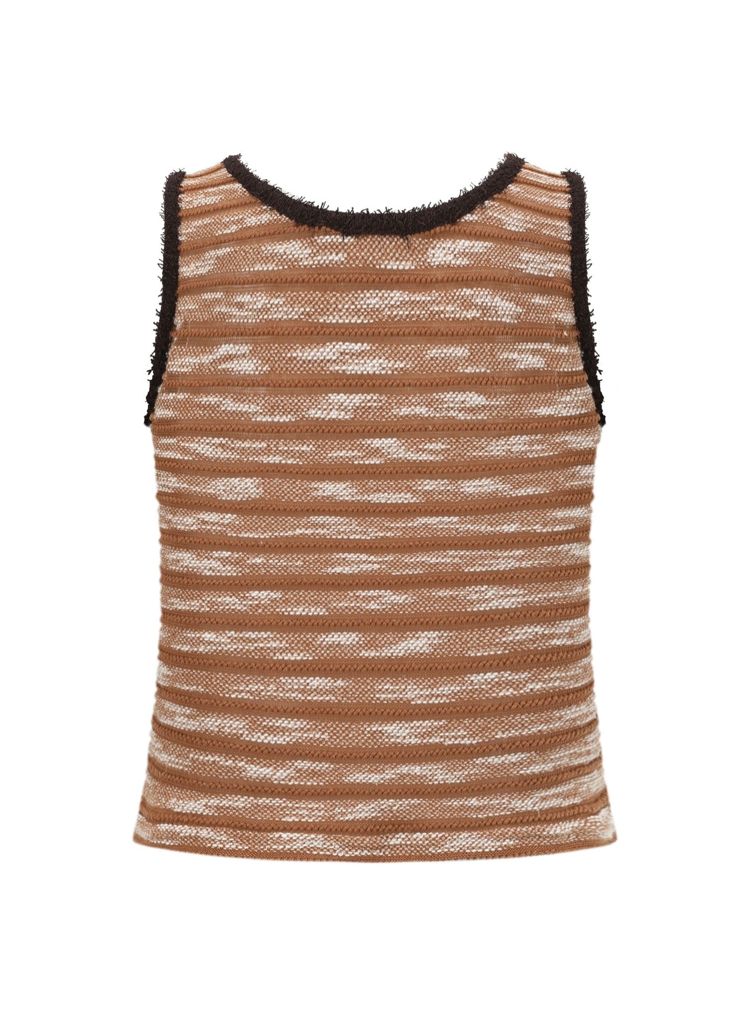 Alexia Sandra Stripe Asymmetrical Knitted Top in Brown | MADA IN CHINA