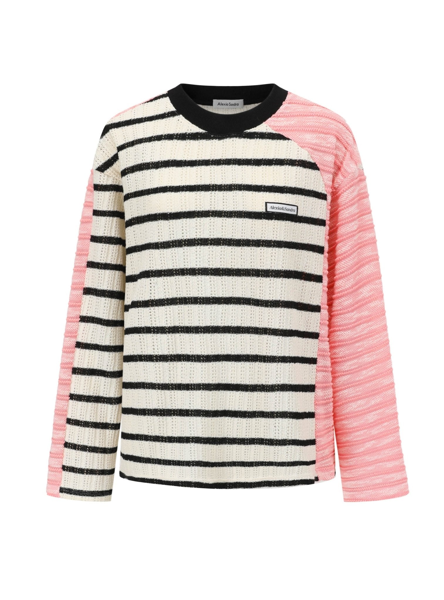 Alexia Sandra Stripe Asymmetrical Knitwear in Pink | MADA IN CHINA