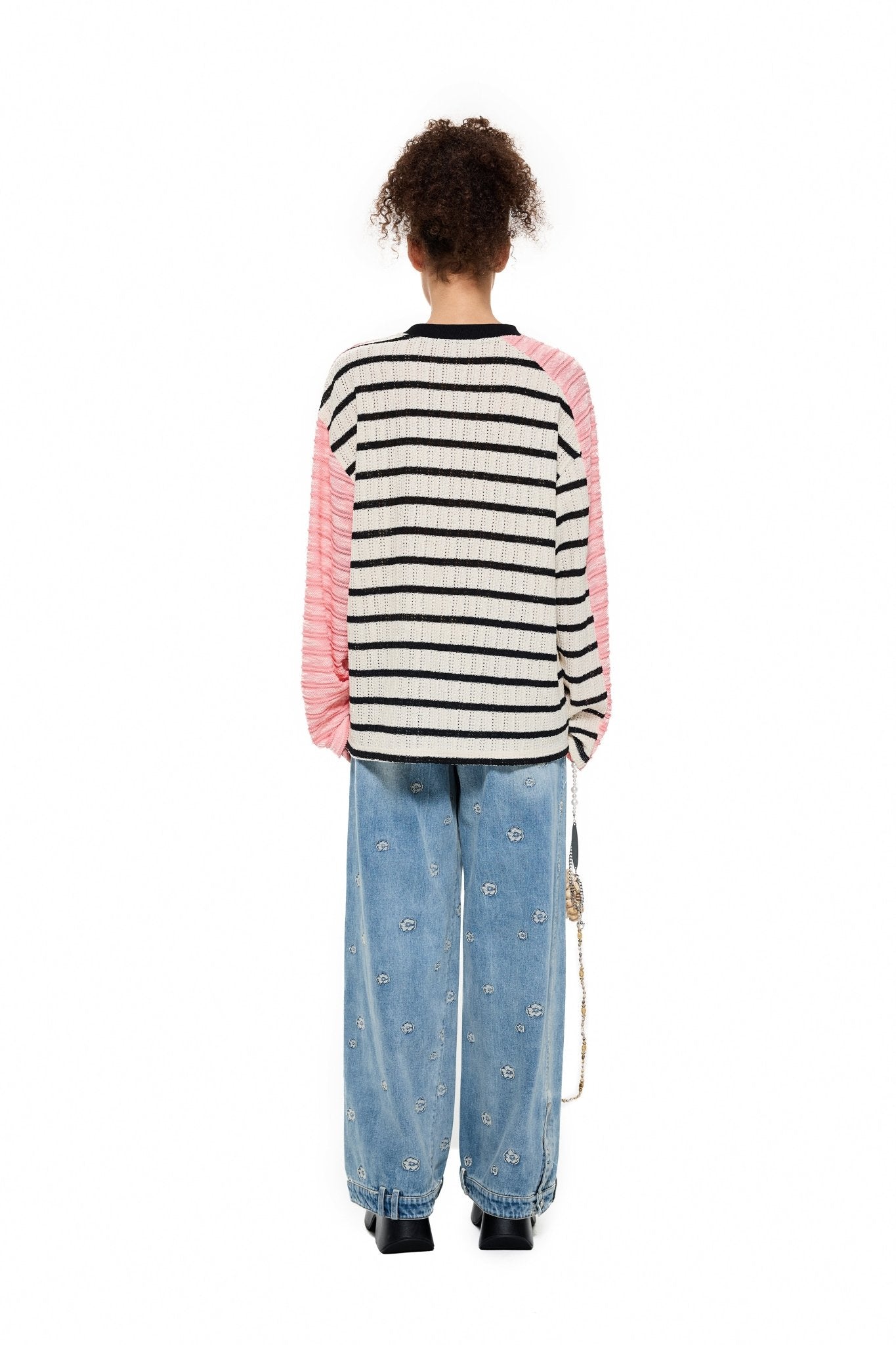 Alexia Sandra Stripe Asymmetrical Knitwear in Pink | MADA IN CHINA