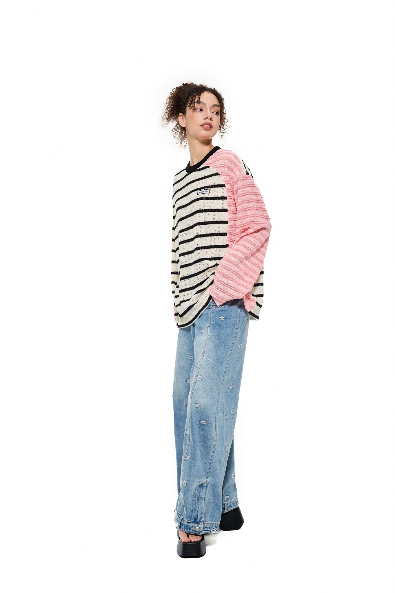 Alexia Sandra Stripe Asymmetrical Knitwear in Pink | MADA IN CHINA