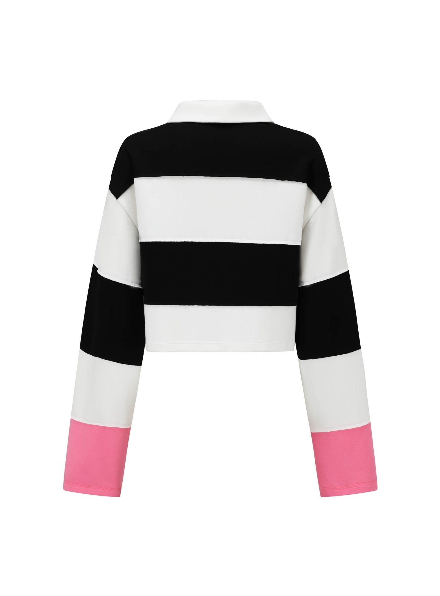 Alexia Sandra Stripe Button Polo Shirt in Black And White | MADA IN CHINA