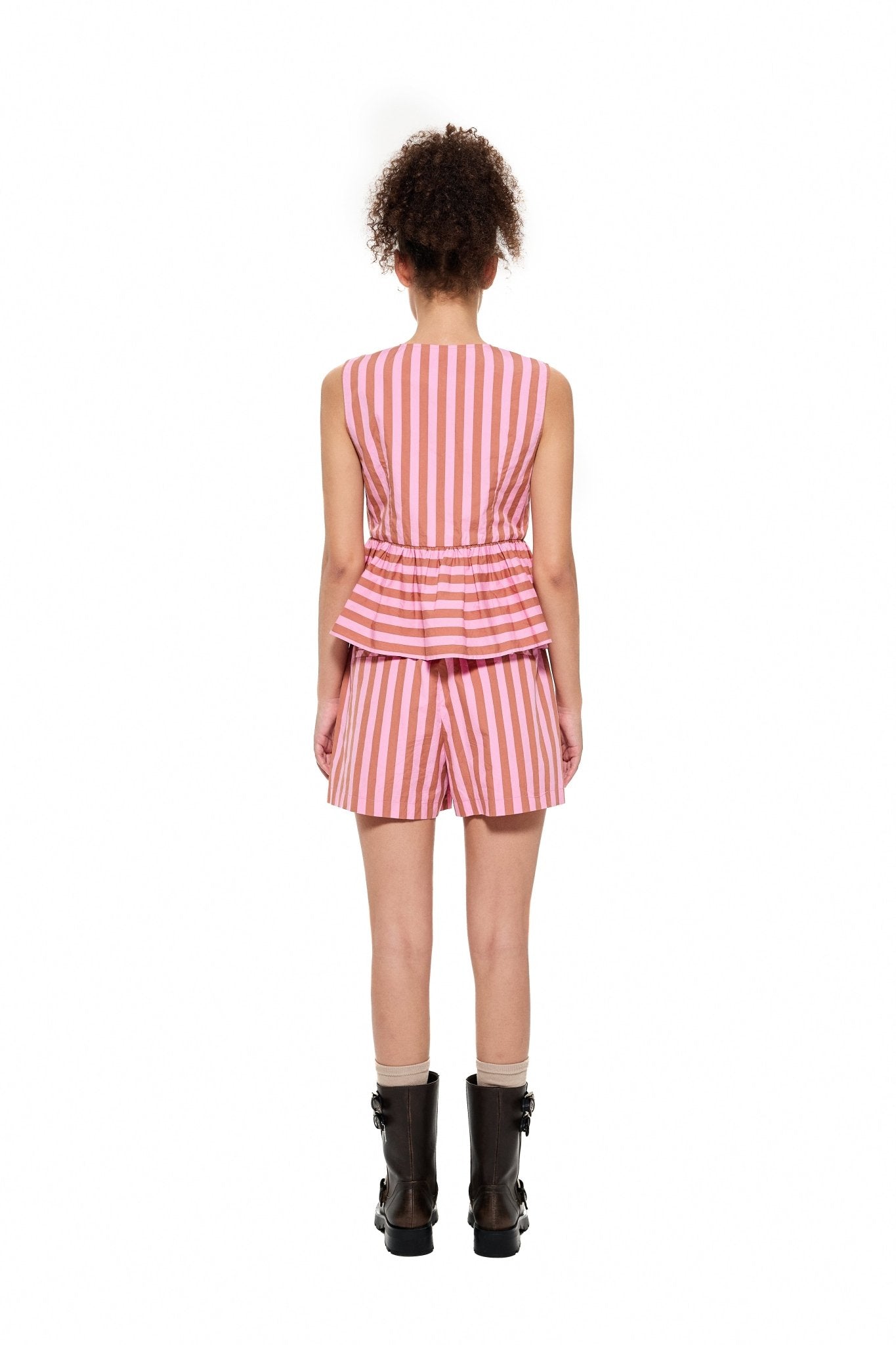 Alexia Sandra Stripe Silk Cropped Tank Top in Pink | MADA IN CHINA