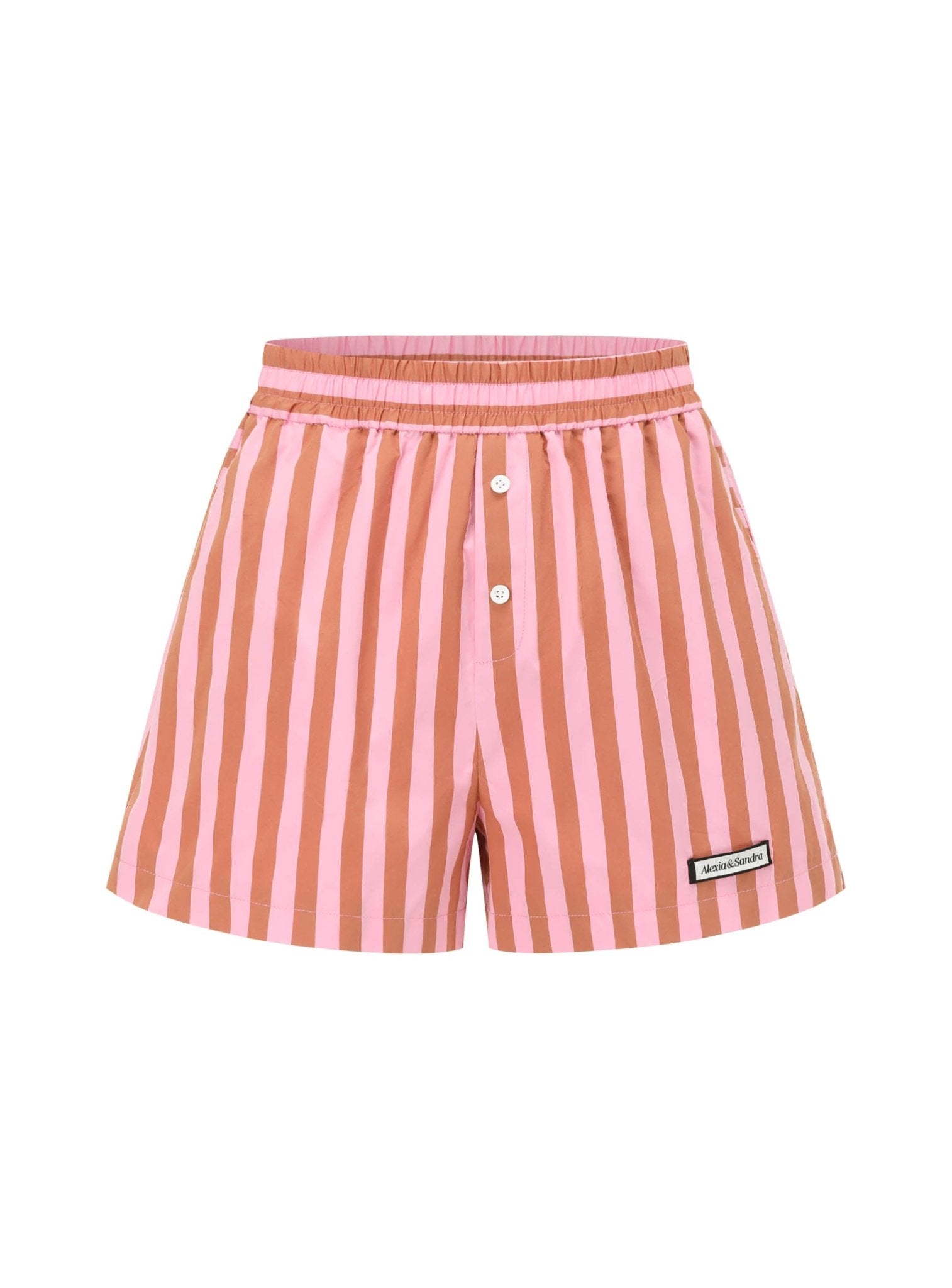 Alexia Sandra Stripe Silk Shorts in Pink | MADA IN CHINA