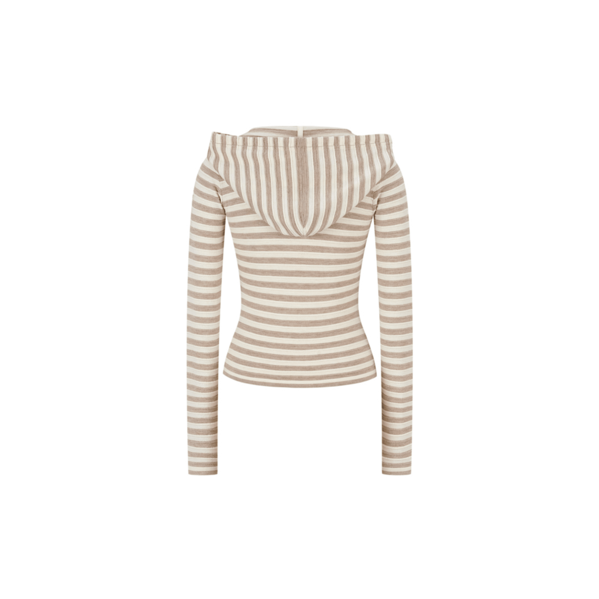 13DE MARZO Striped Button - down 3D Bear Hooded T-shirt in Khaki | MADAX