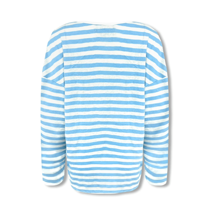 NOT FOR US Striped Drawstring Cat Print Long Sleeve in Blue | MADAX