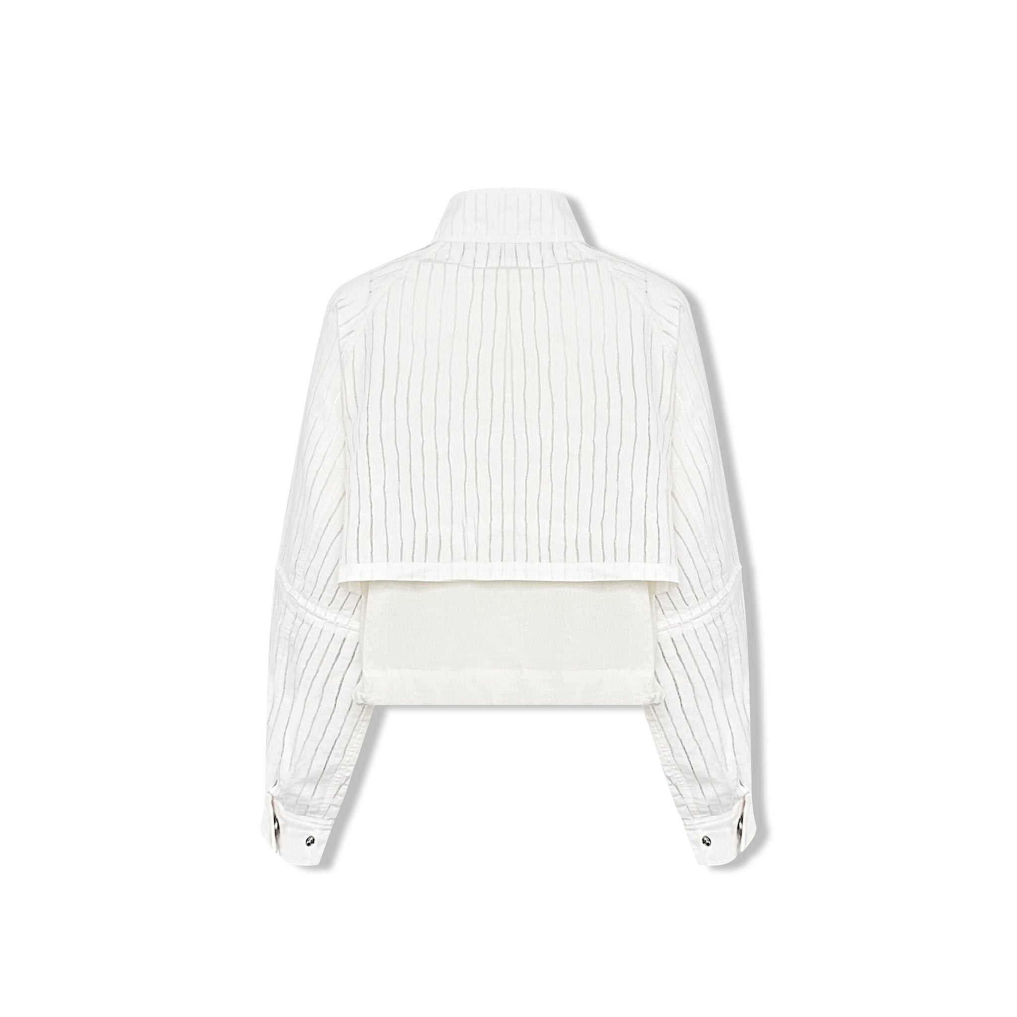 AIMME SPARROW Striped Drawstring Turtleneck Shirt Jacket In White | MADAX
