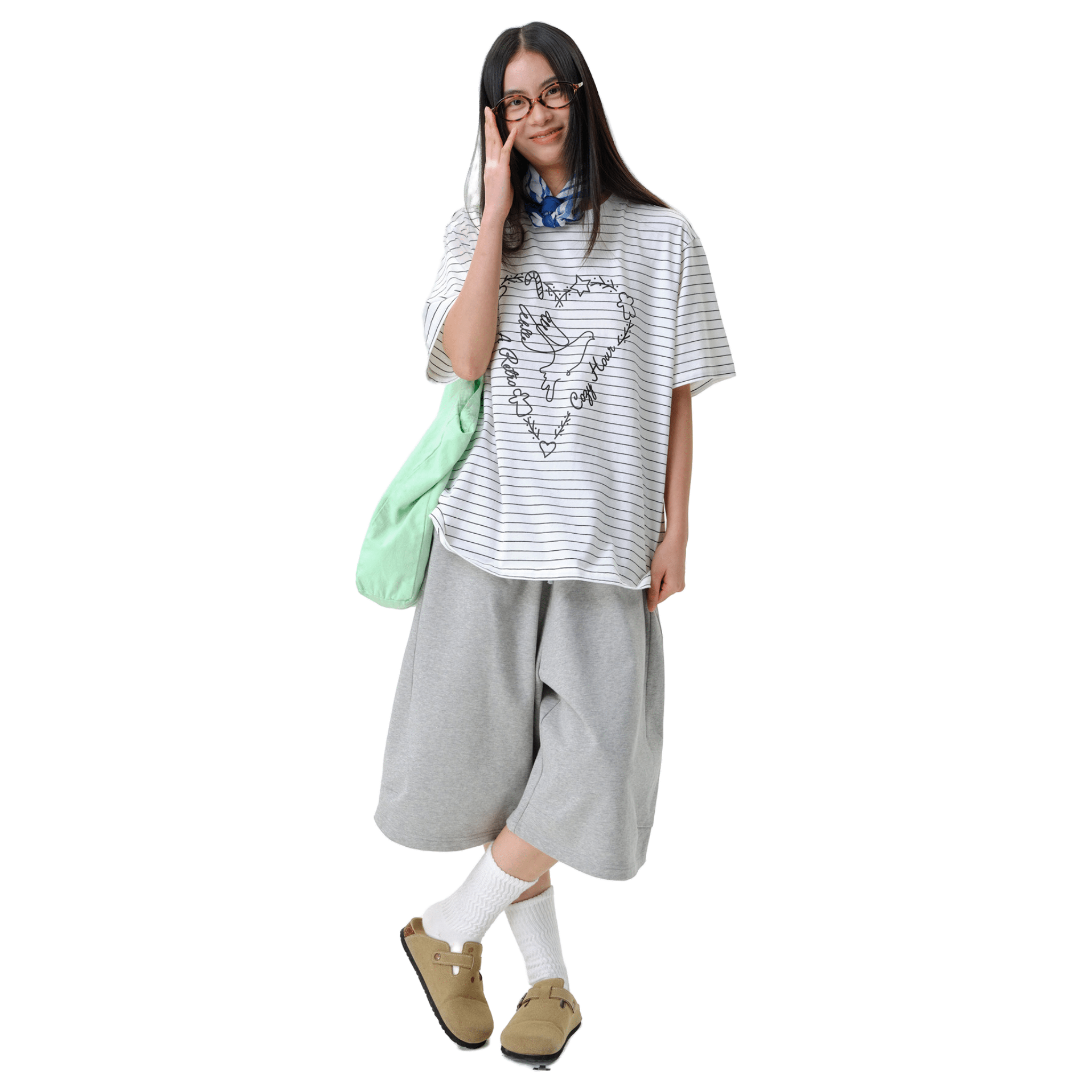ARCH Striped Heart and Dove T-shirt in White | MADAX