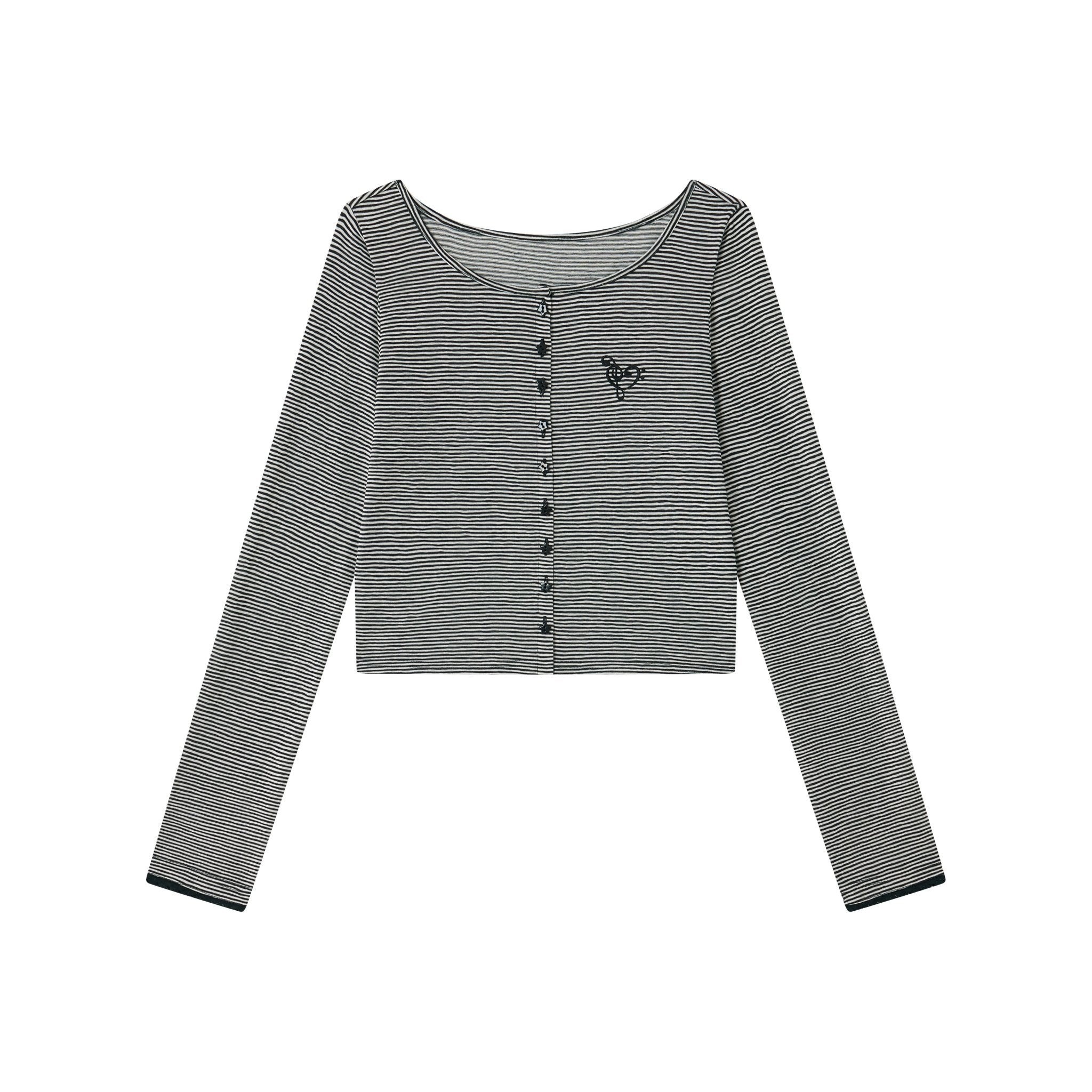 CHAOSCHAOS Striped Lace Knitted Cardigan In Black And White | MADAX