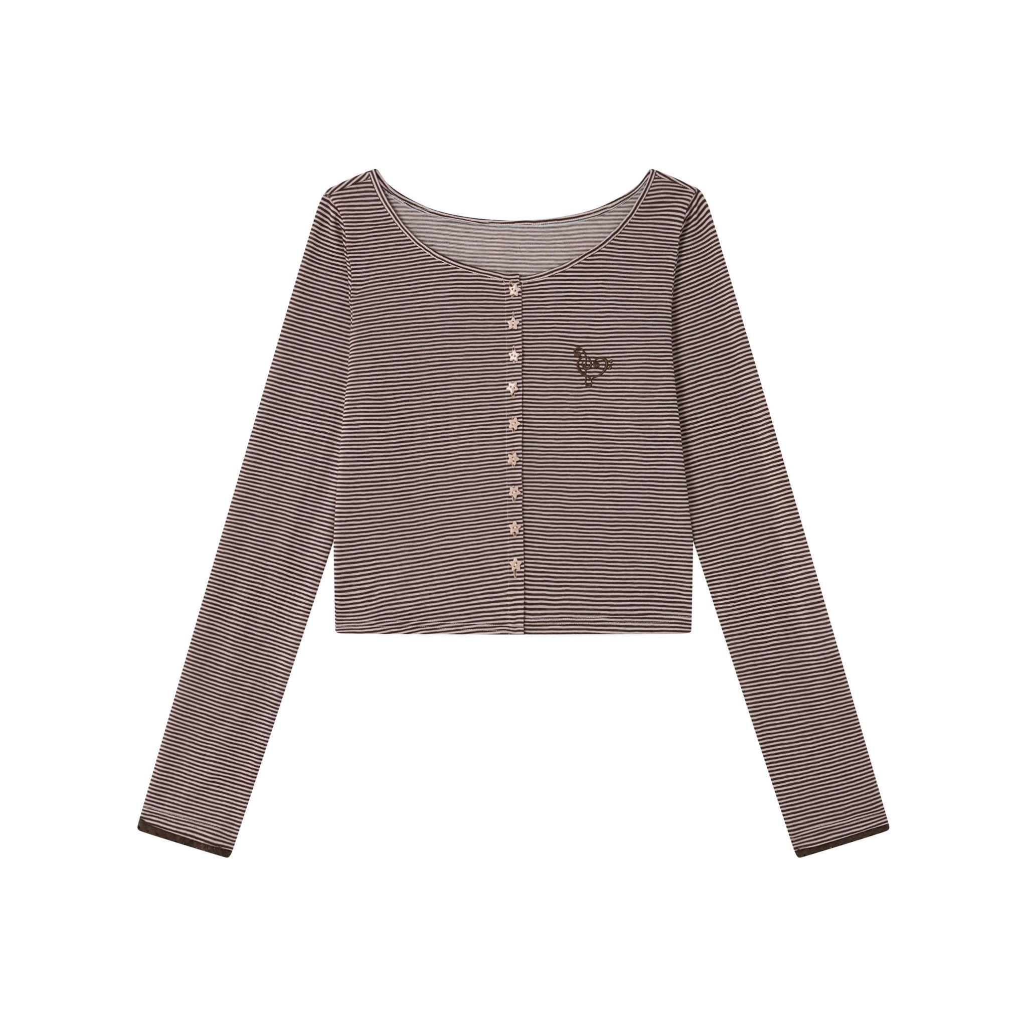 CHAOSCHAOS Striped Lace Knitted Cardigan In Pink AND Brown | MADAX