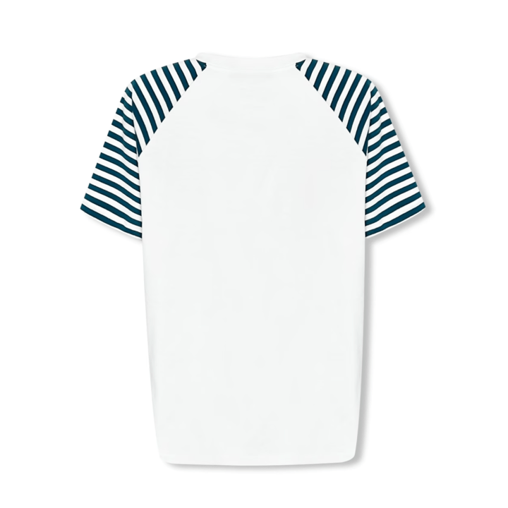 NOT FOR US Striped Lace - up Bunny Print Short Sleeve in White | MADAX