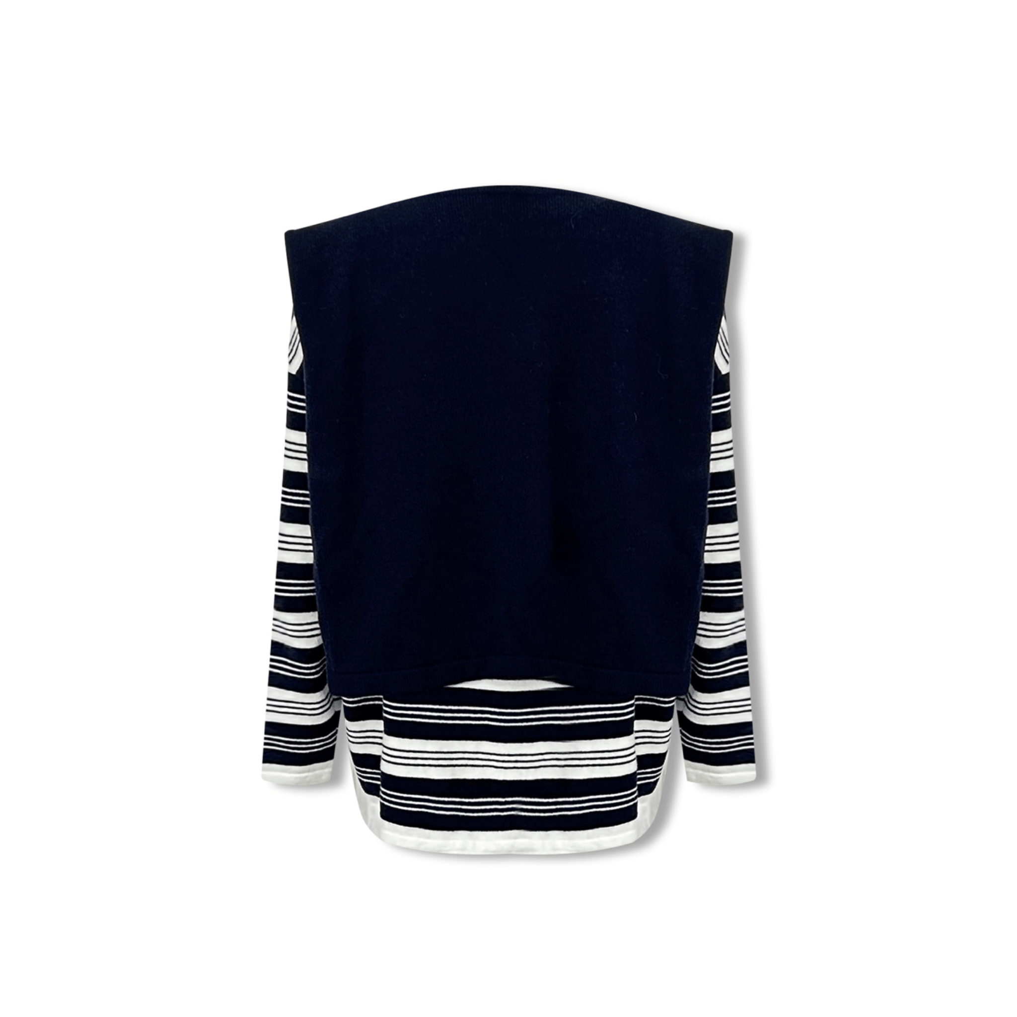 AIMME SPARROW Striped Navy Collar Long Sleeves in Black | MADAX