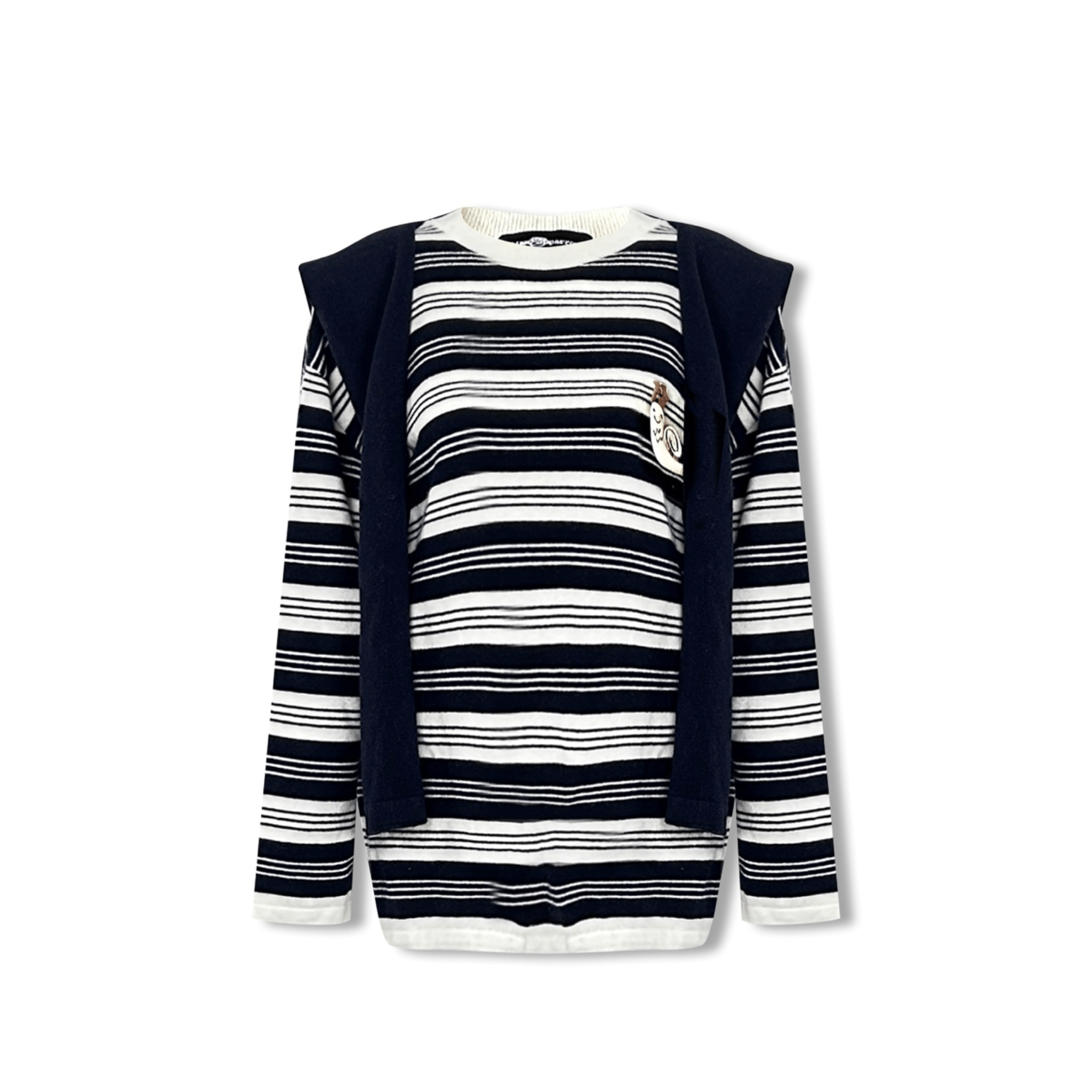 AIMME SPARROW Striped Navy Collar Long Sleeves in Black | MADAX