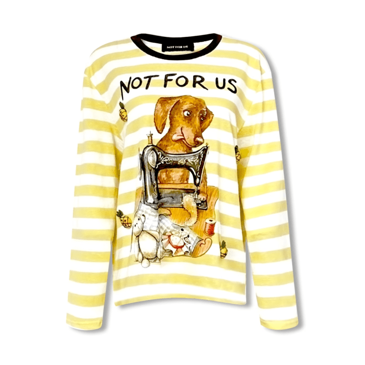 NOT FOR US Striped Pineapple Sewing Machine Dog Long Sleeve in Yellow | MADAX