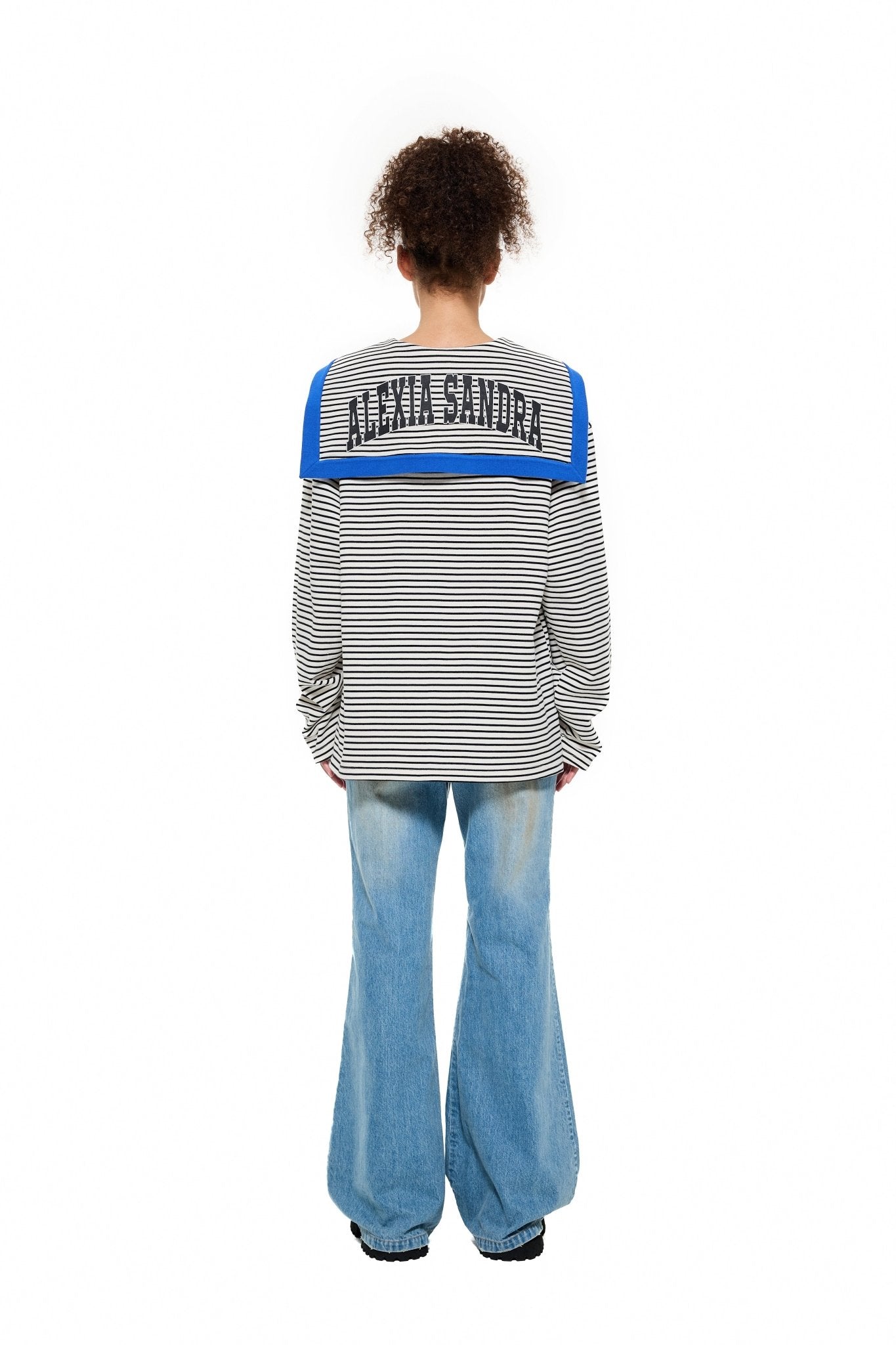 Alexia Sandra Striped Sailor - Collar Sweatshirt in Blue | MADA IN CHINA