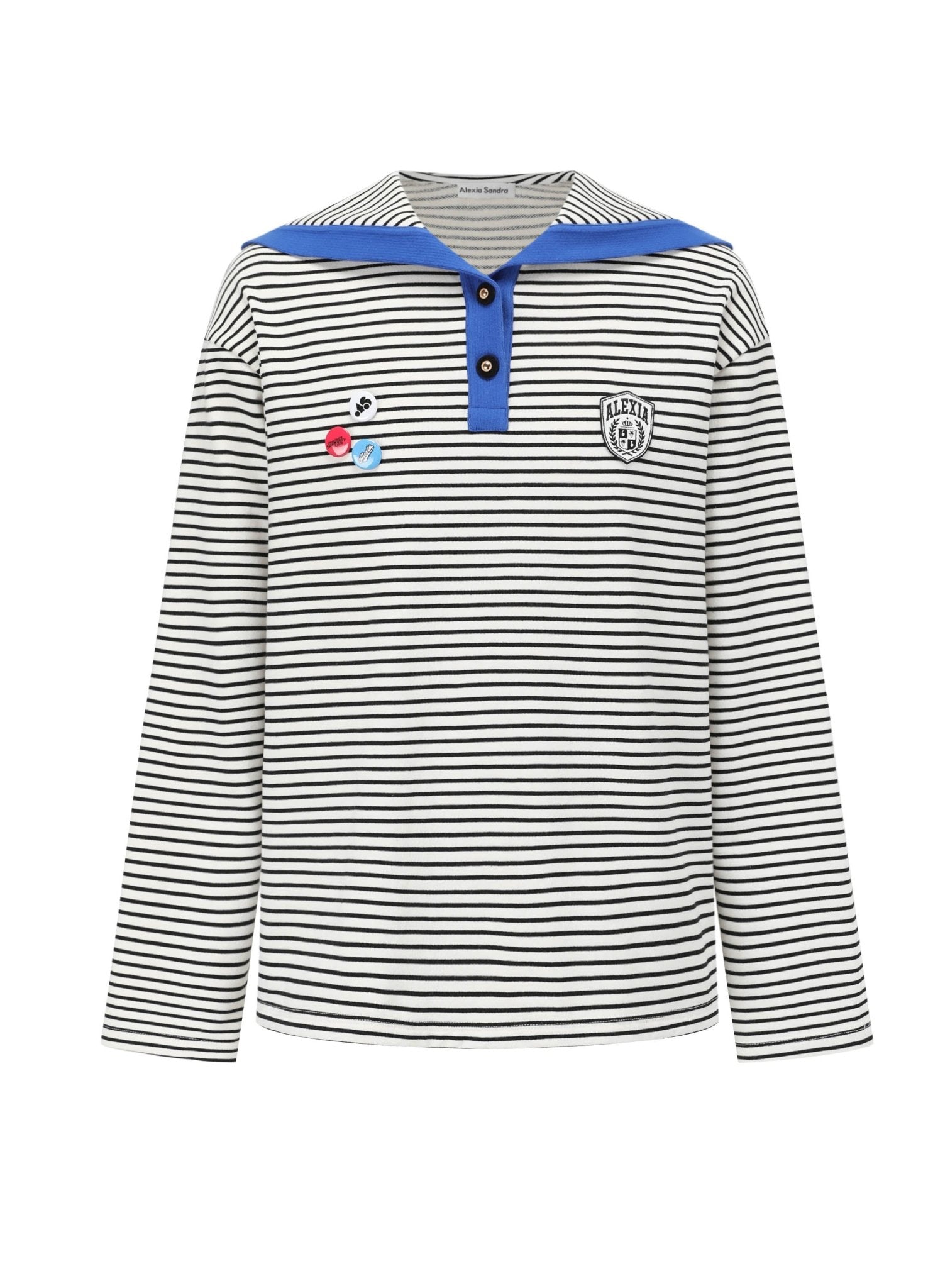 Alexia Sandra Striped Sailor - Collar Sweatshirt in Blue | MADA IN CHINA