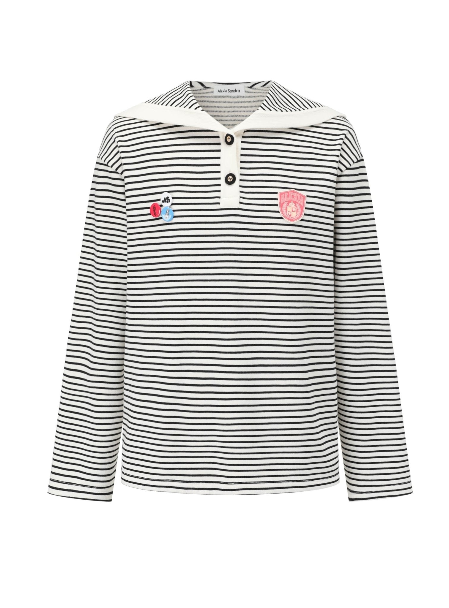 Alexia Sandra Striped Sailor - Collar Sweatshirt in White | MADA IN CHINA