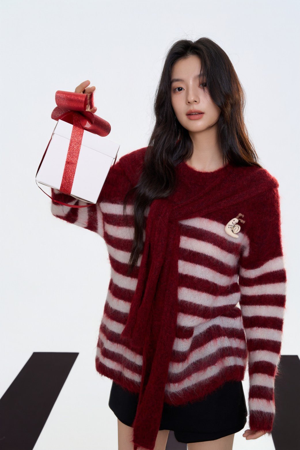 AIMME SPARROW Striped Snail Sweater In Red | MADAX